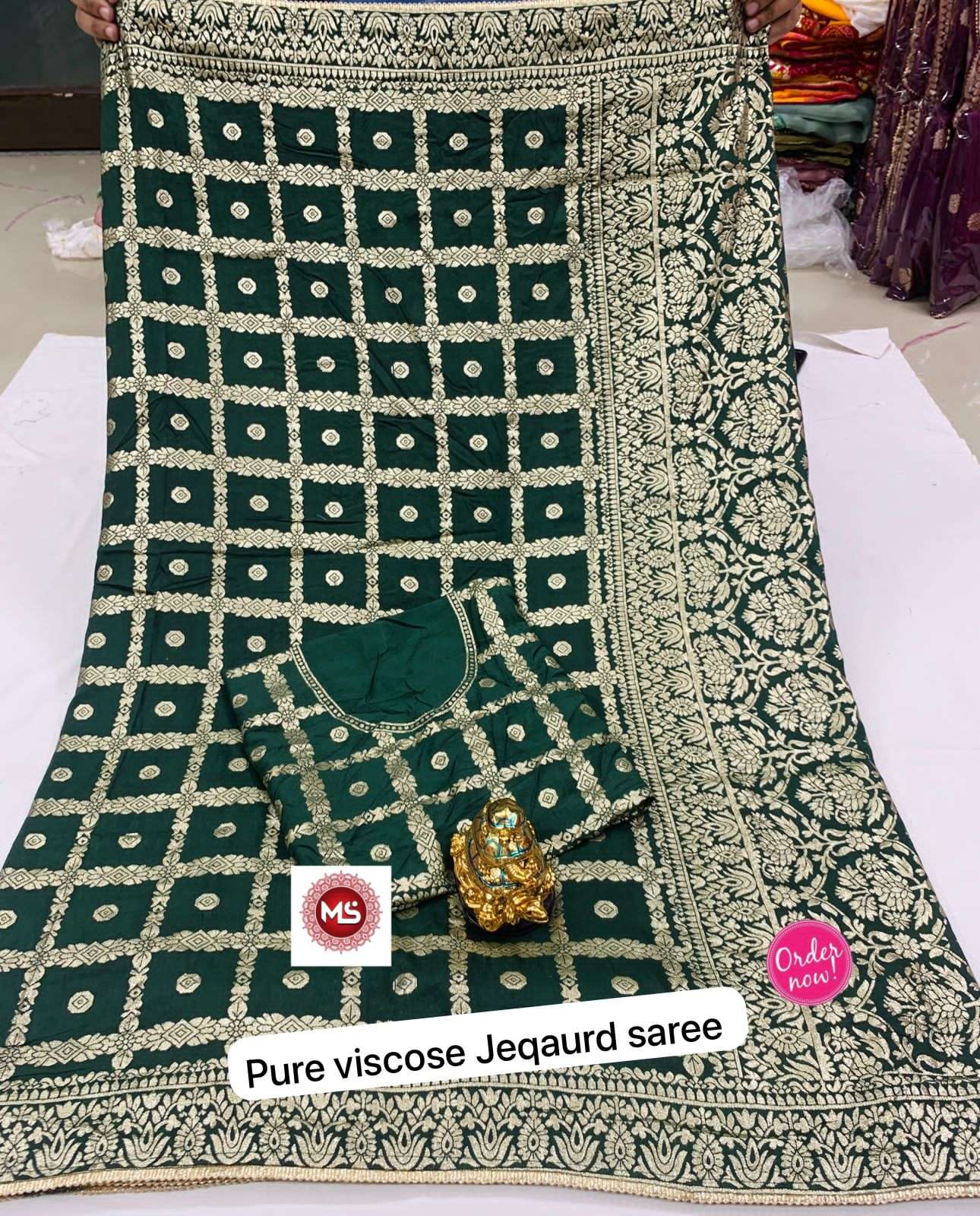 Ms brand desigber pure viscose silk saree zari weaving border