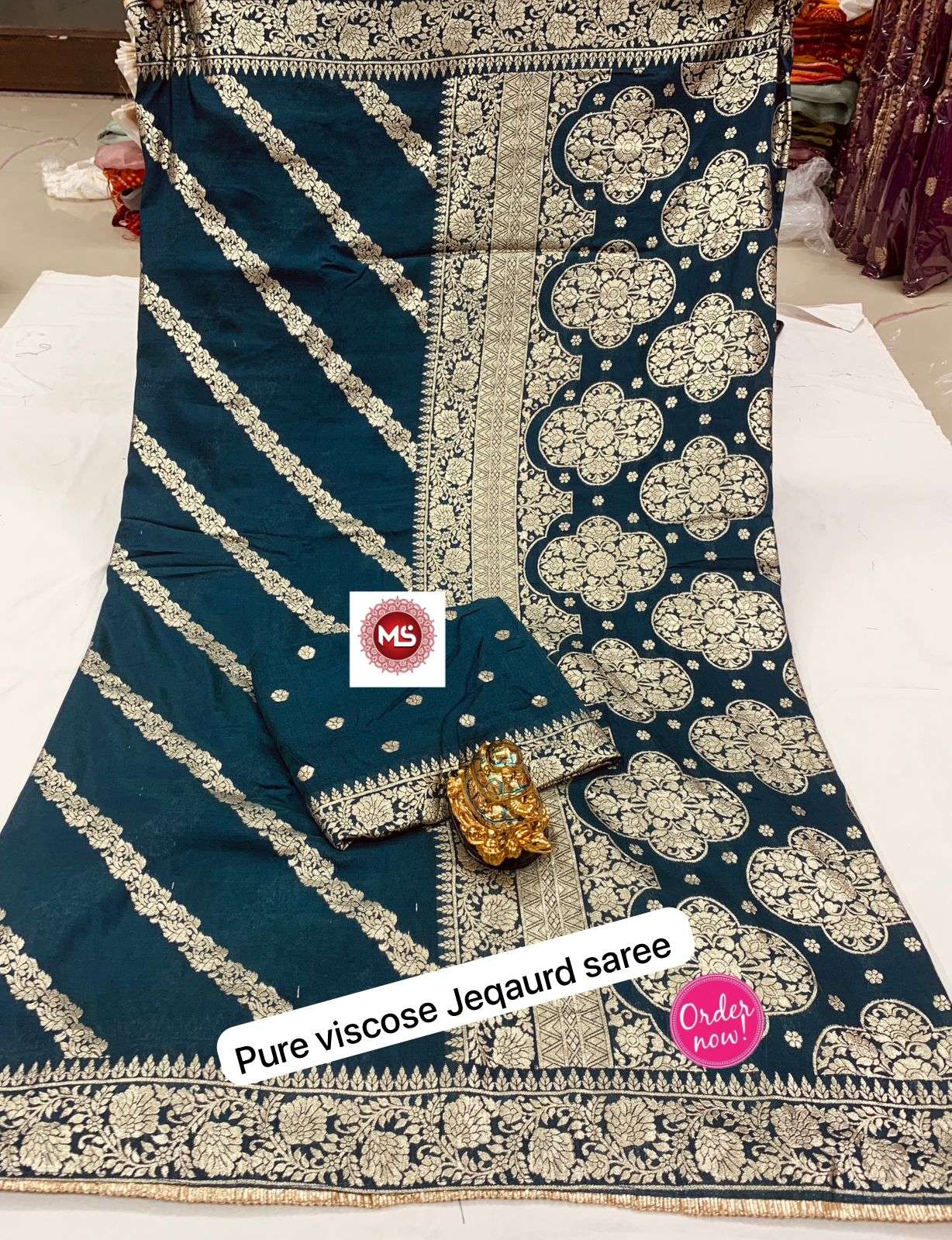 Ms brand desigber pure viscose silk saree zari weaving border