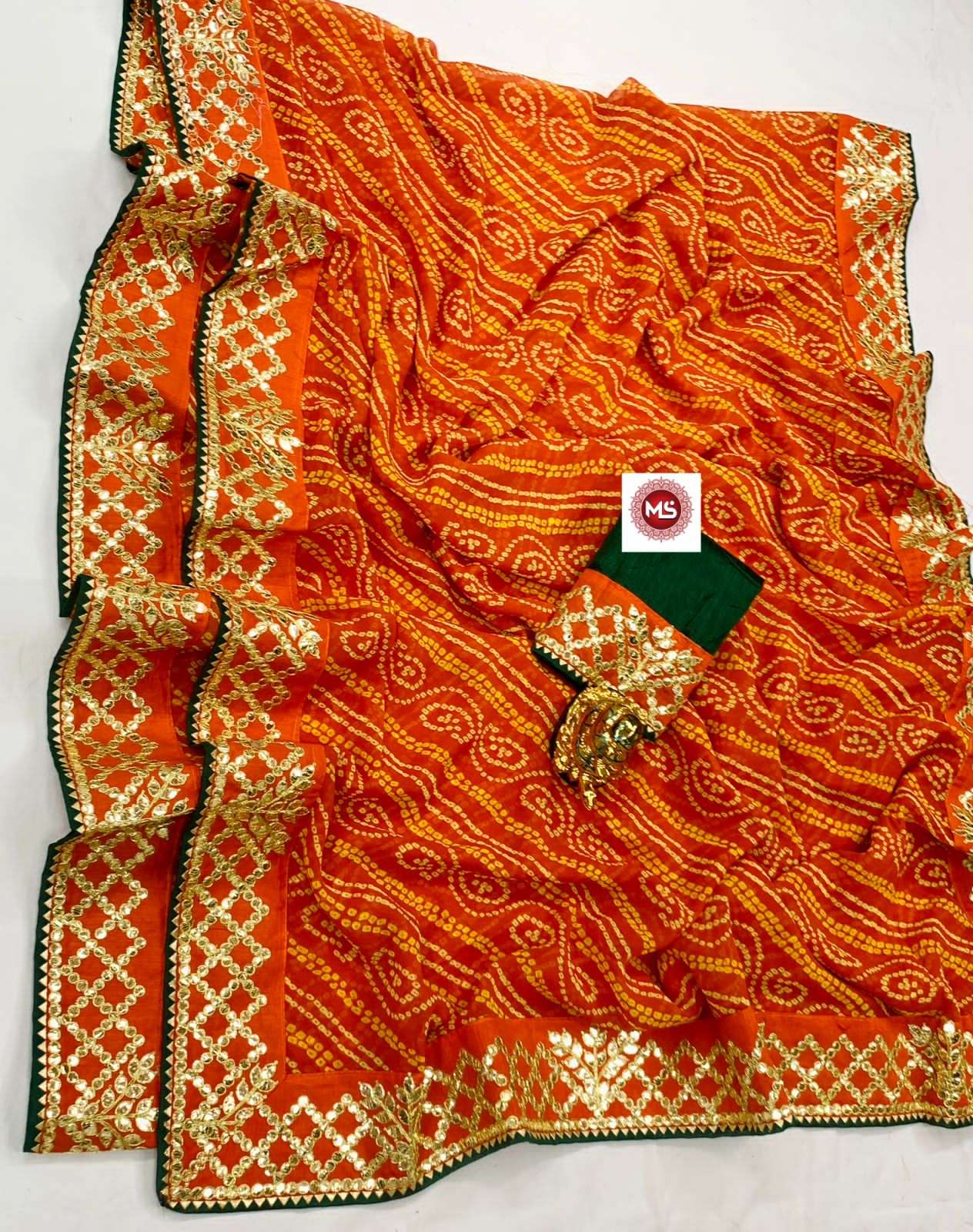 ms brand designer georgette bandhani saree