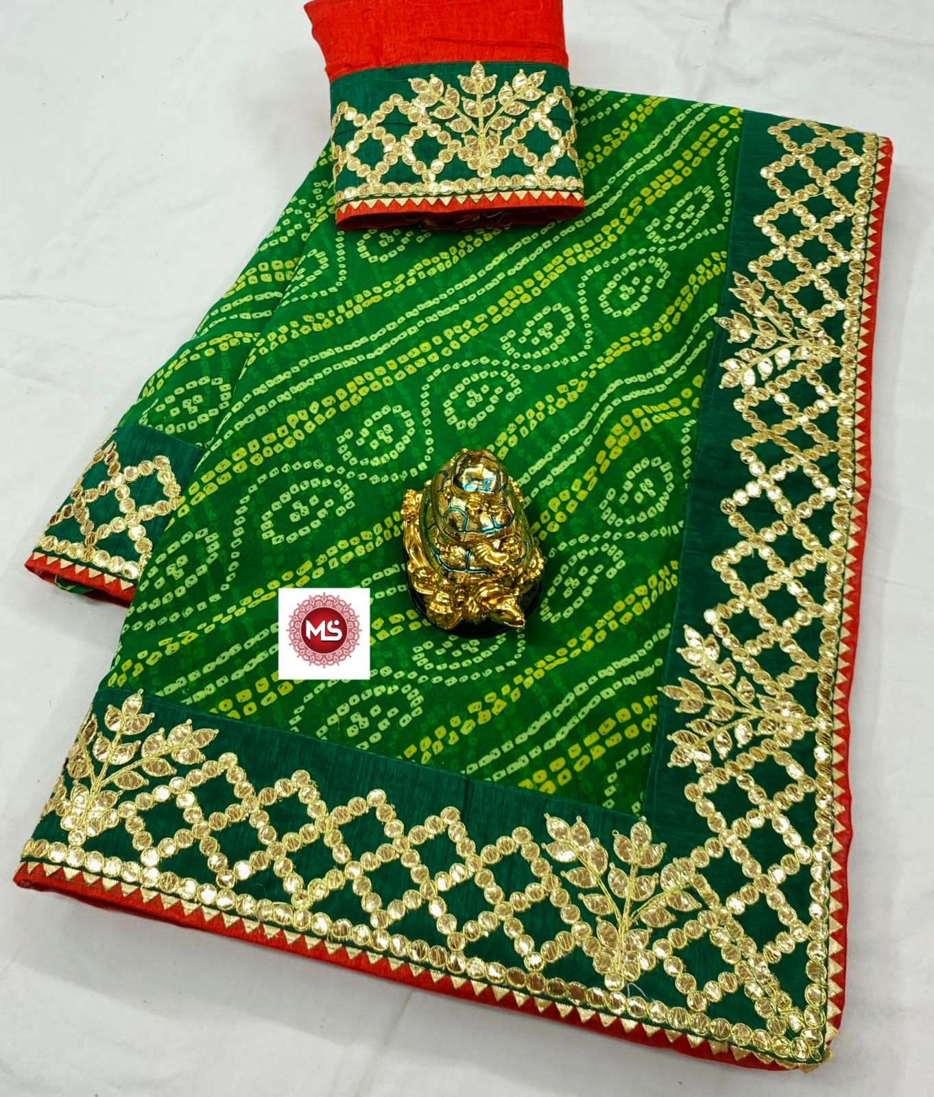 ms brand designer georgette bandhani saree