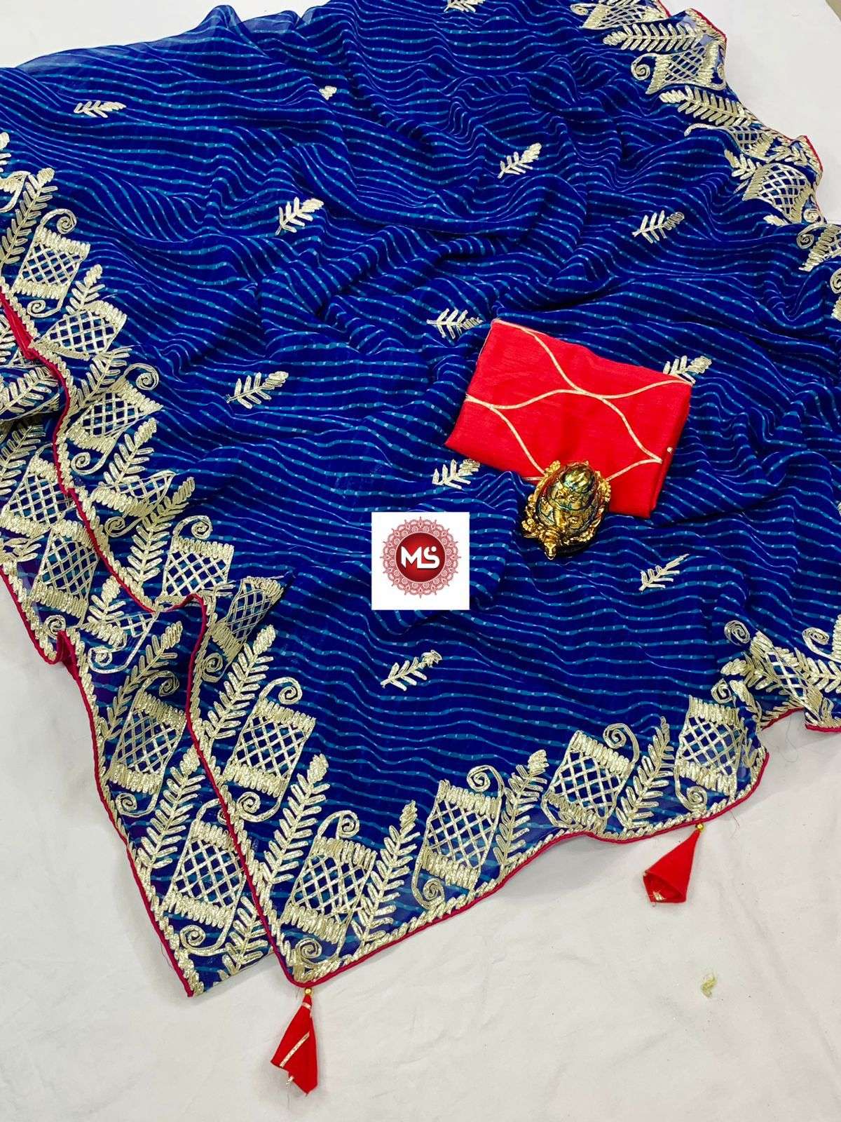 ms brand designer georgette lehriya printed saree
