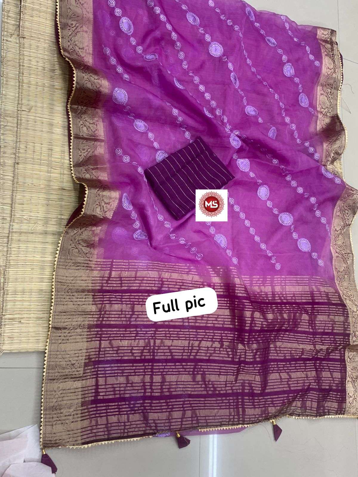 ms brand designer soft organza border sarees