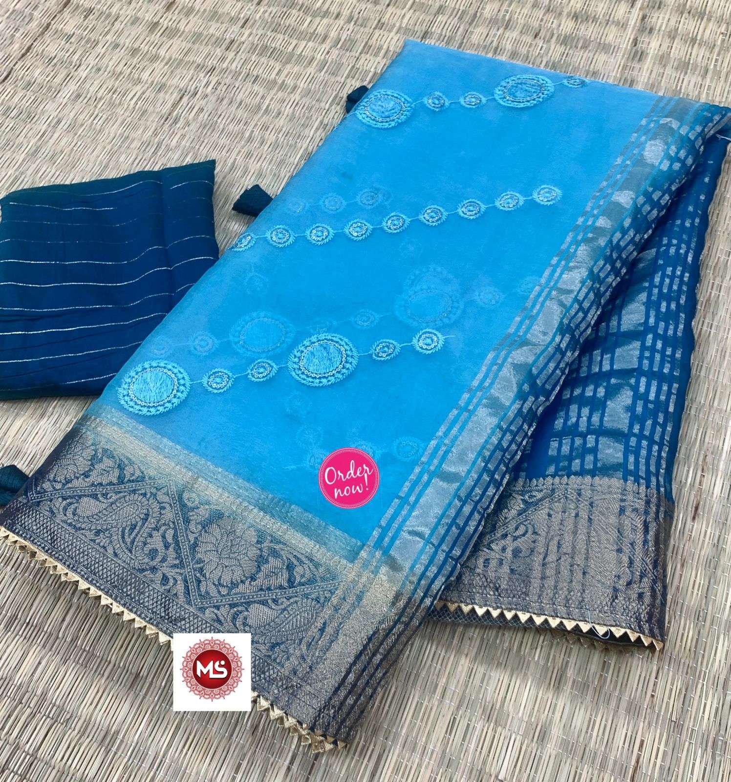 ms brand designer soft organza border sarees