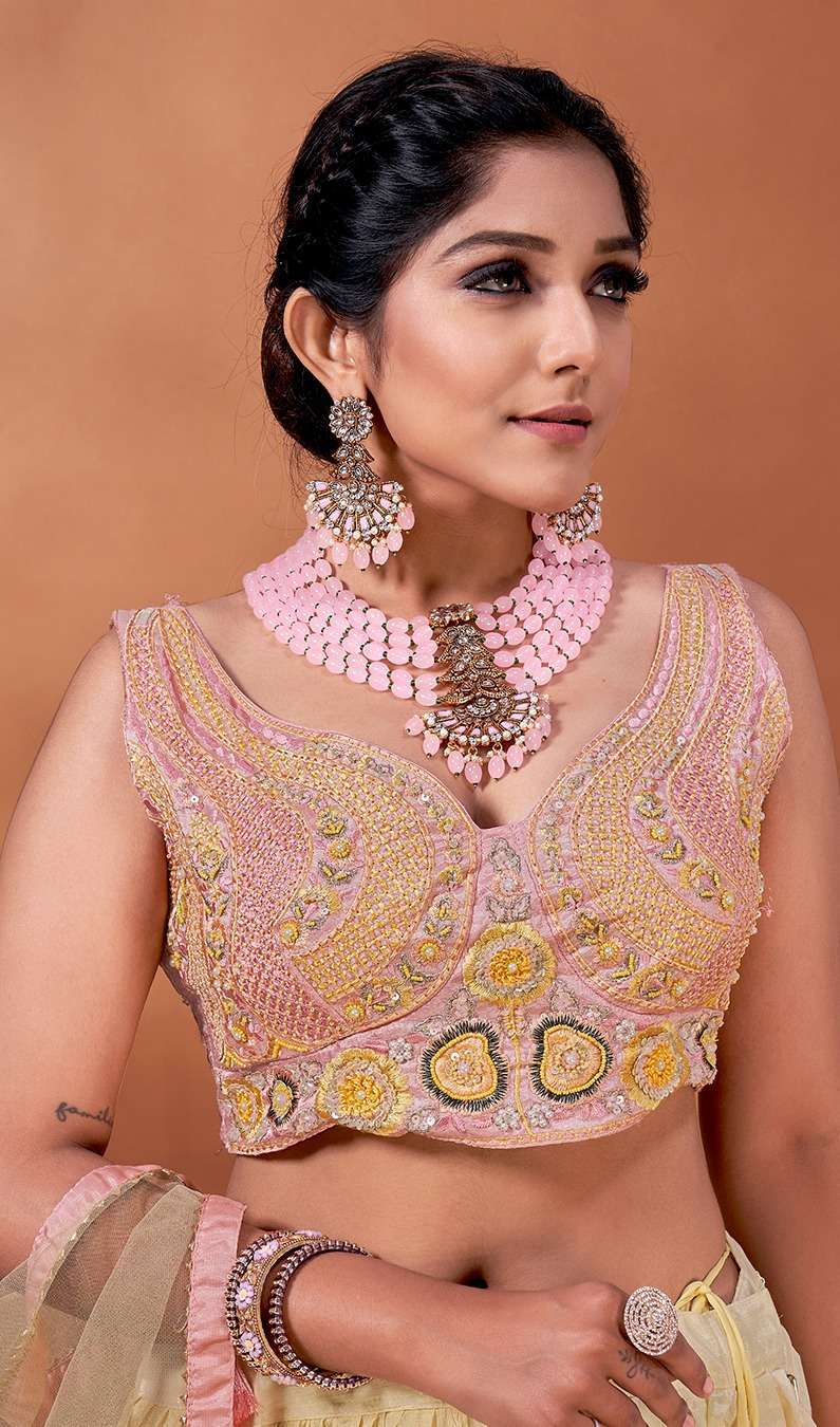 pr c 10630 pure chinon multicolor dying lehenga