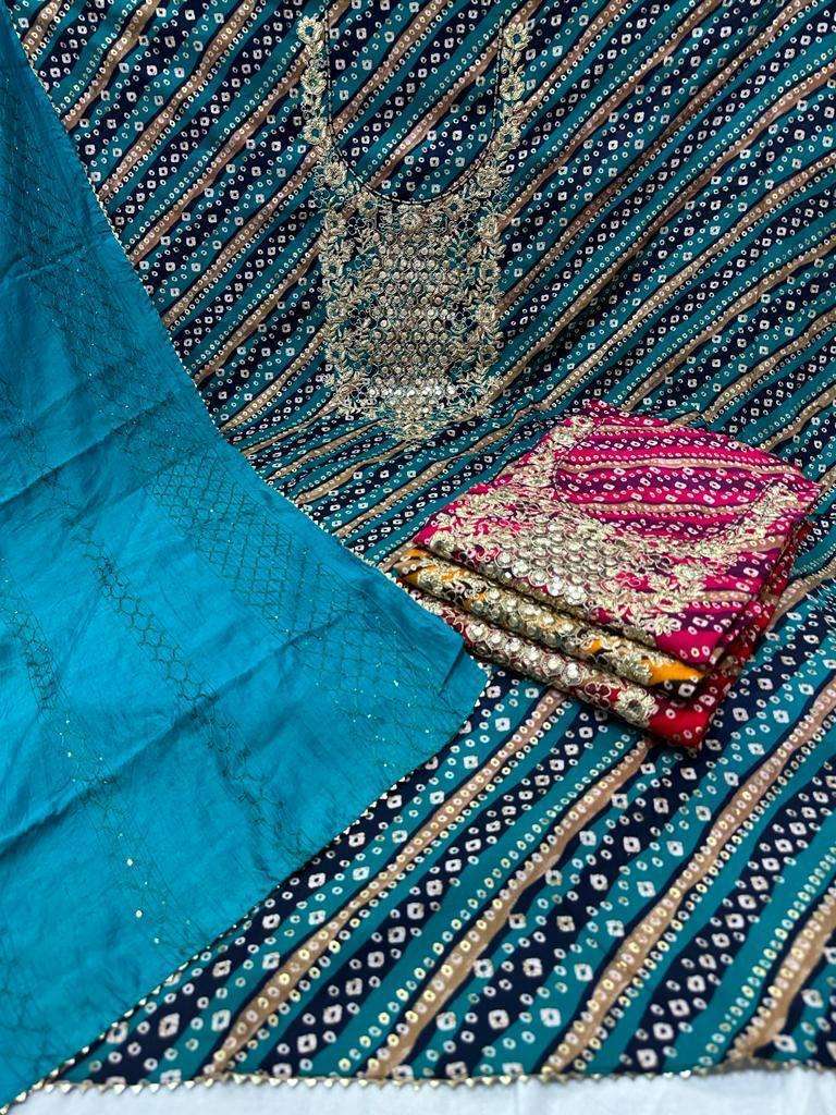 Silk Suit- Heavy neck embroidery with tilla Aari work | Kashmir Market