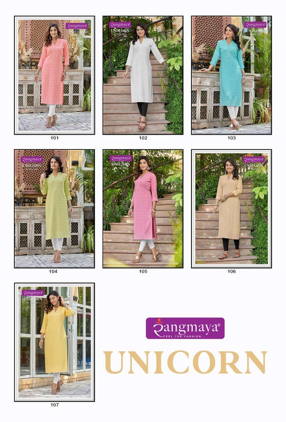 Rangmaya unicorn series 101-107 cotton kurti