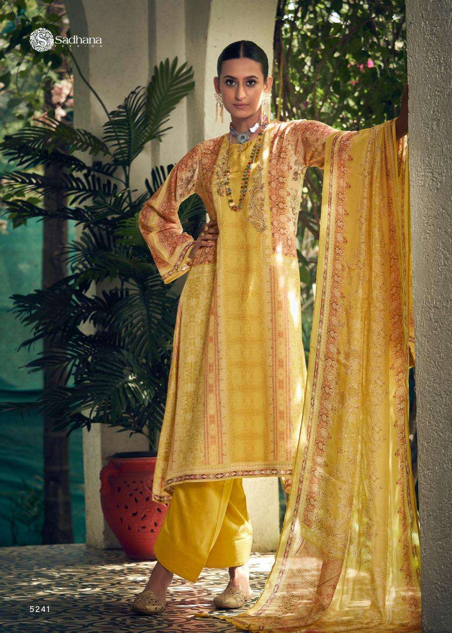 Buy Traditional Wear Yellow Jam Cotton Embroidery Work Salwar Suit Online