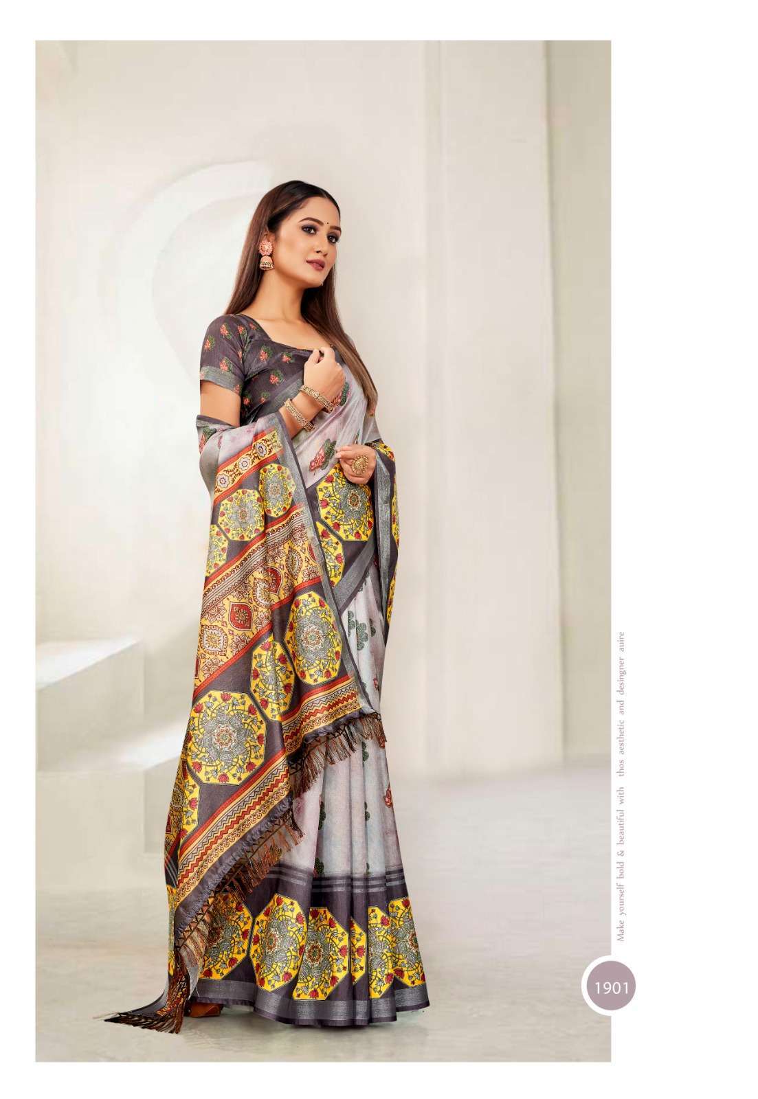vinamra coral digital vol 1 series 1901-1908 cotton zari saree