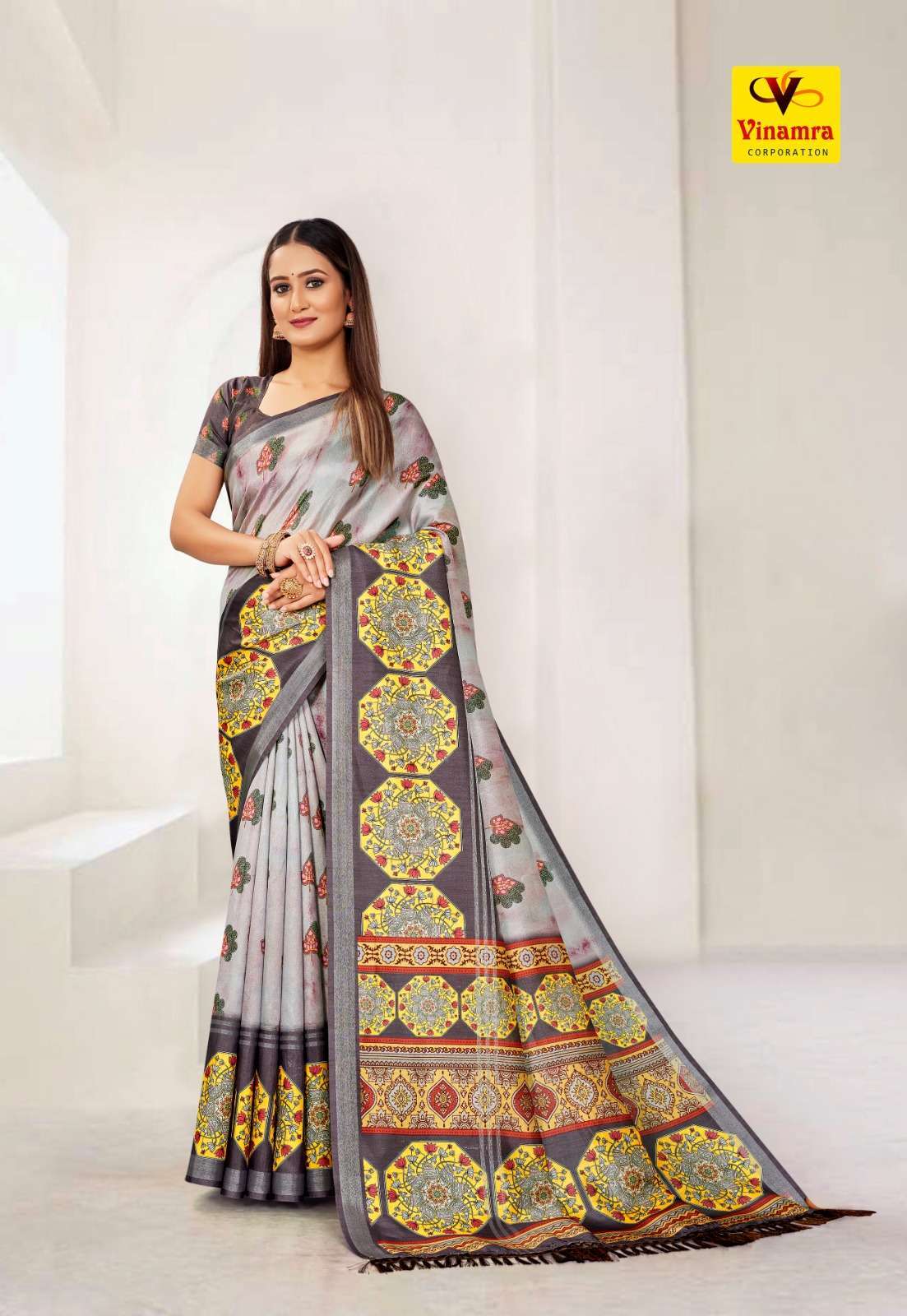 vinamra coral digital vol 1 series 1901-1908 cotton zari saree