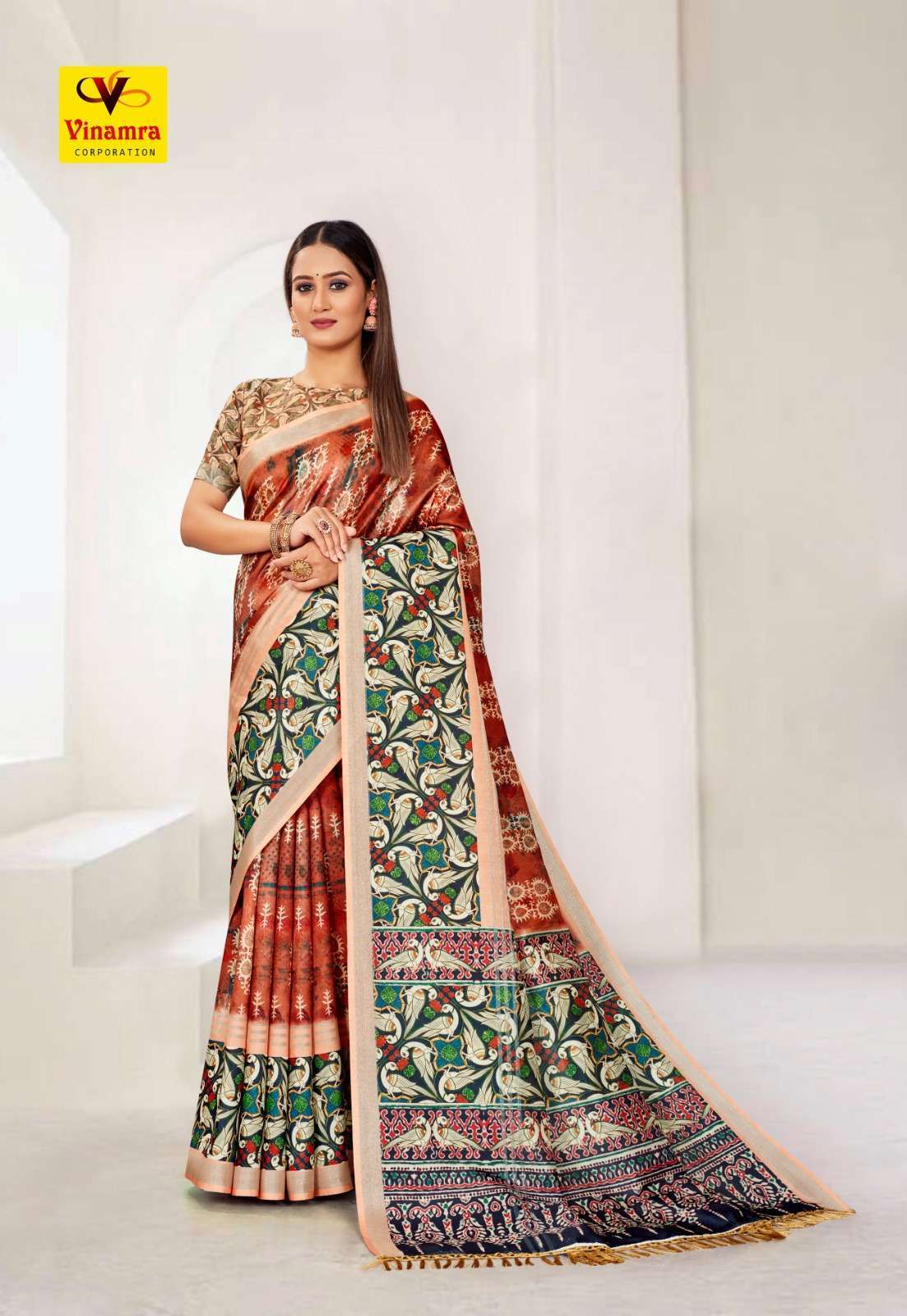 vinamra coral digital vol 1 series 1901-1908 cotton zari saree