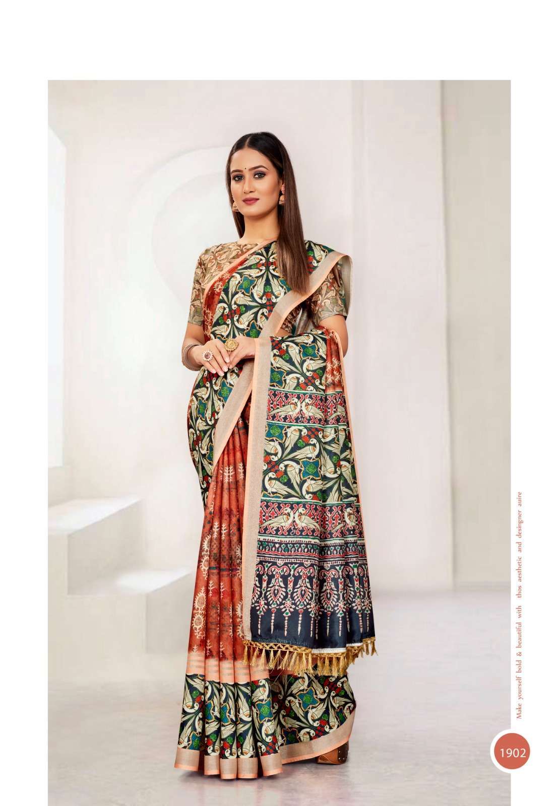 vinamra coral digital vol 1 series 1901-1908 cotton zari saree