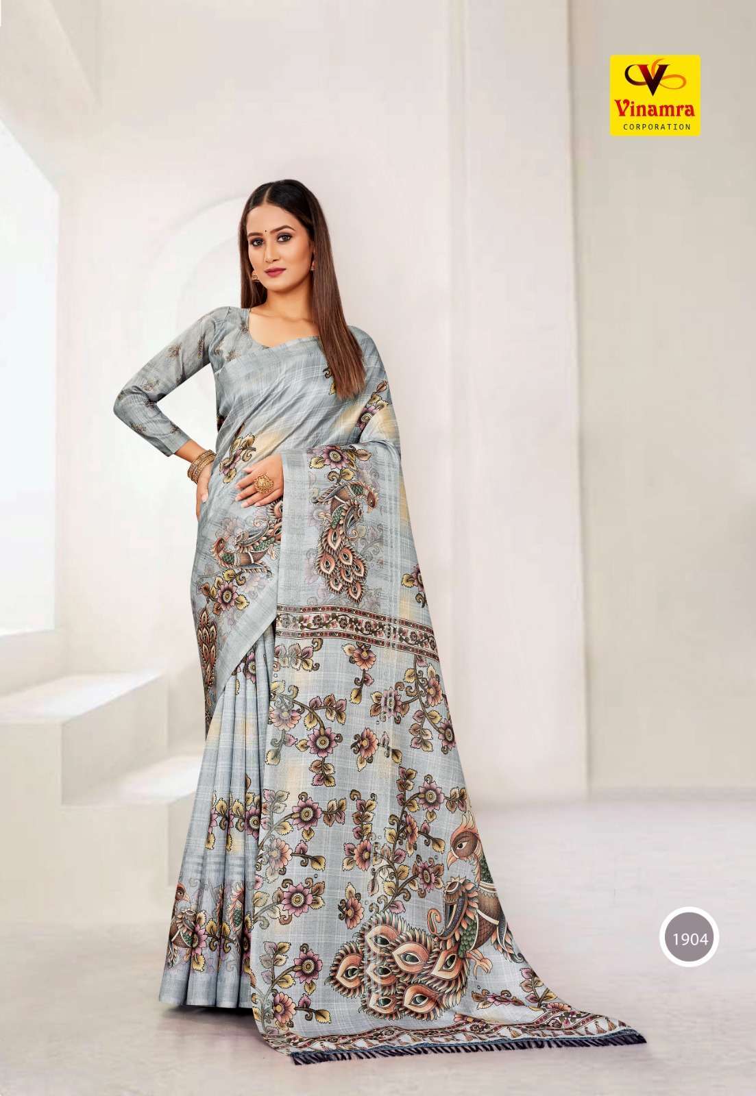vinamra coral digital vol 1 series 1901-1908 cotton zari saree