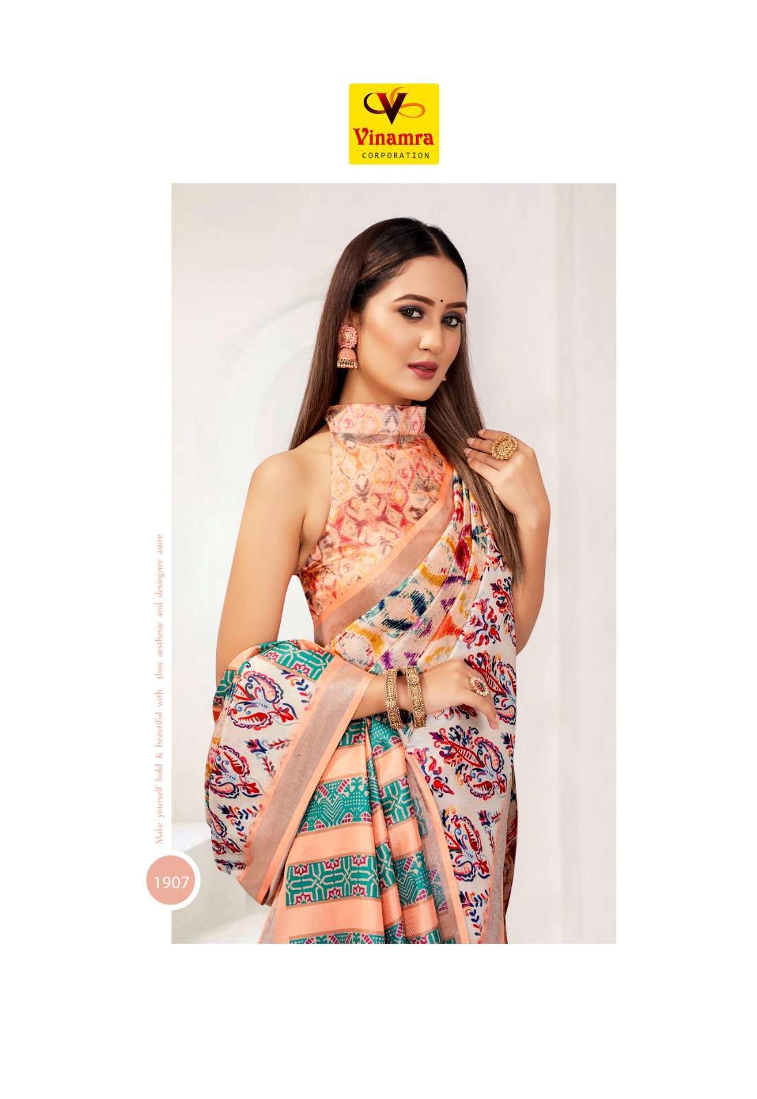 vinamra coral digital vol 1 series 1901-1908 cotton zari saree