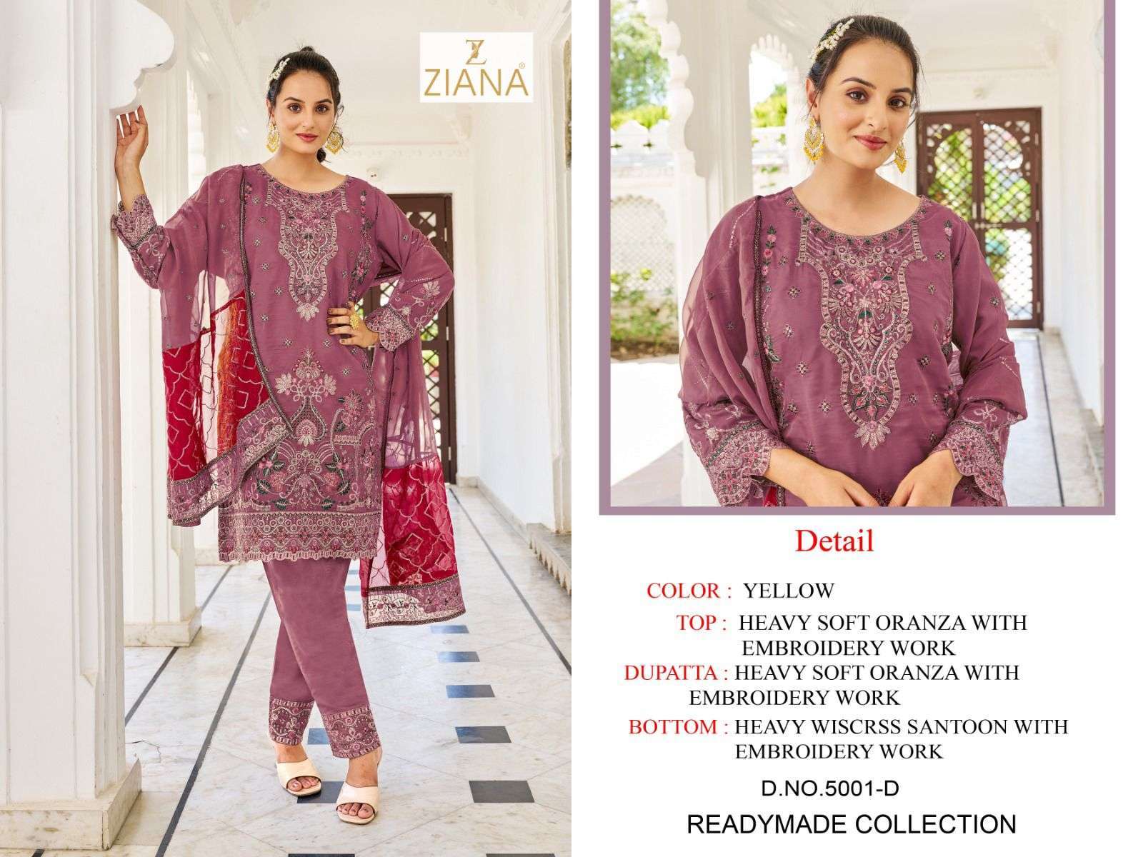 ziana 5001 colors heavy soft organza suit 