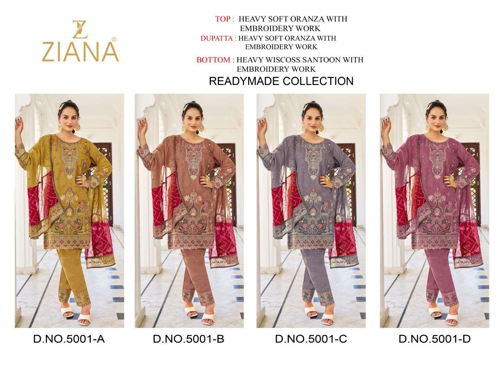 ziana 5001 colors heavy soft organza suit 
