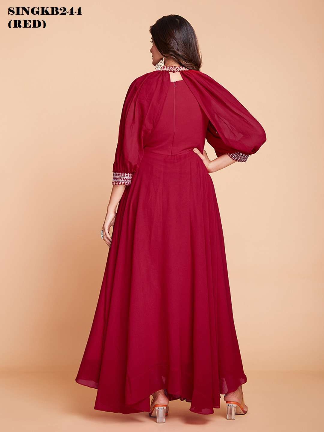 Beautiful red color stylish drape dress – ODHNI