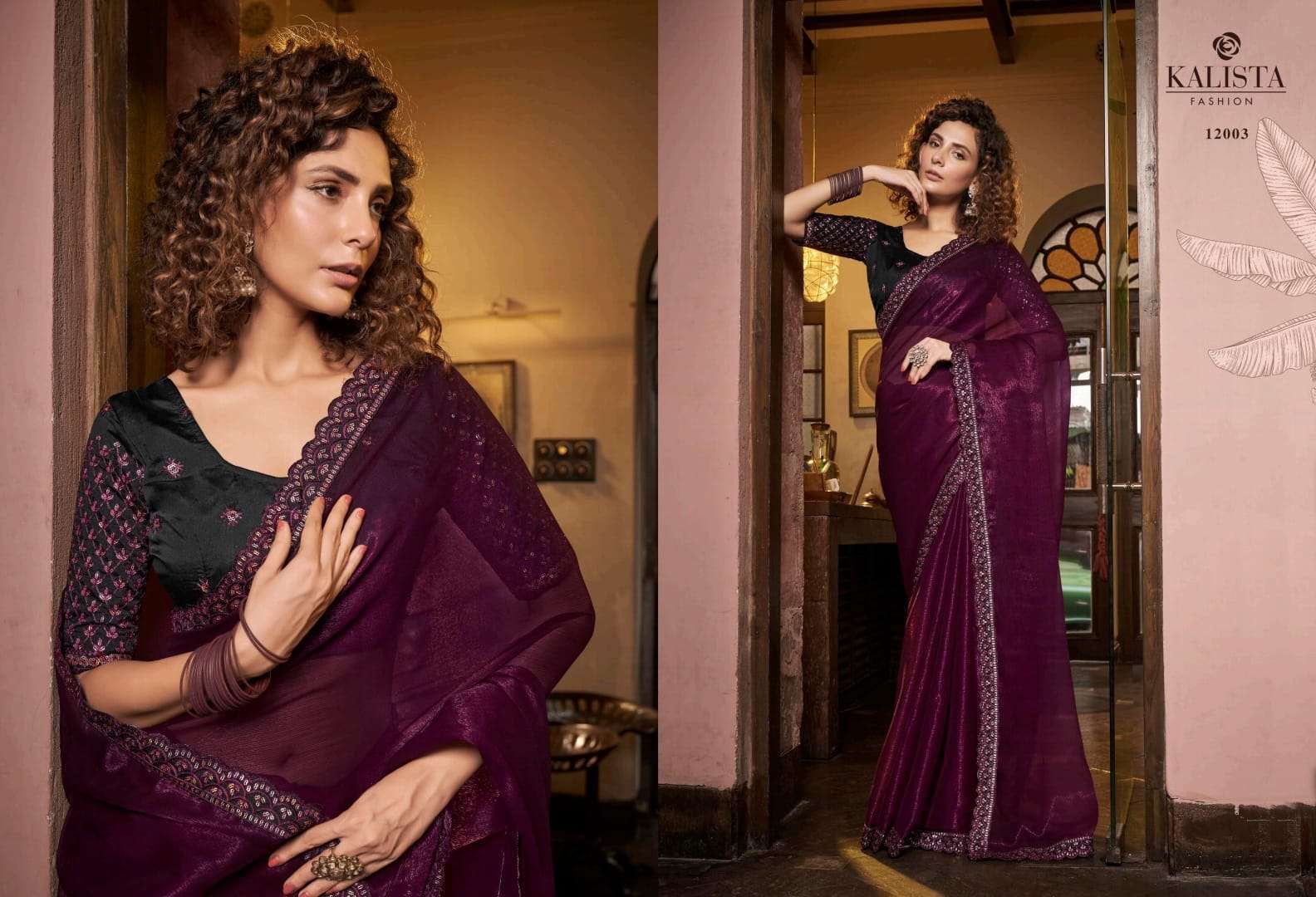 kalista fashion kesha series 12001-12006 sitara blooming chiffon saree