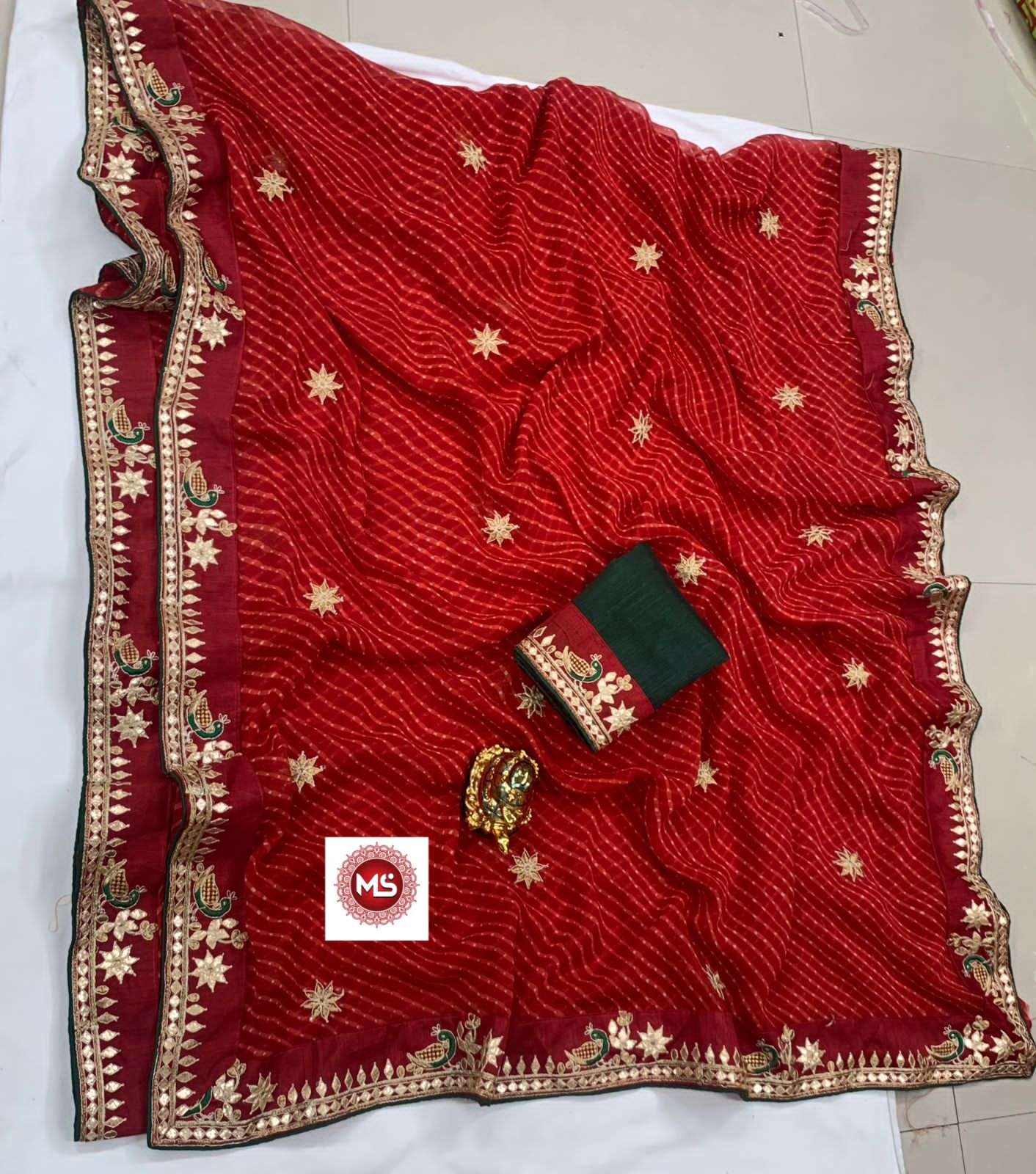 ms brand designer georgette leheriya embroidery saree