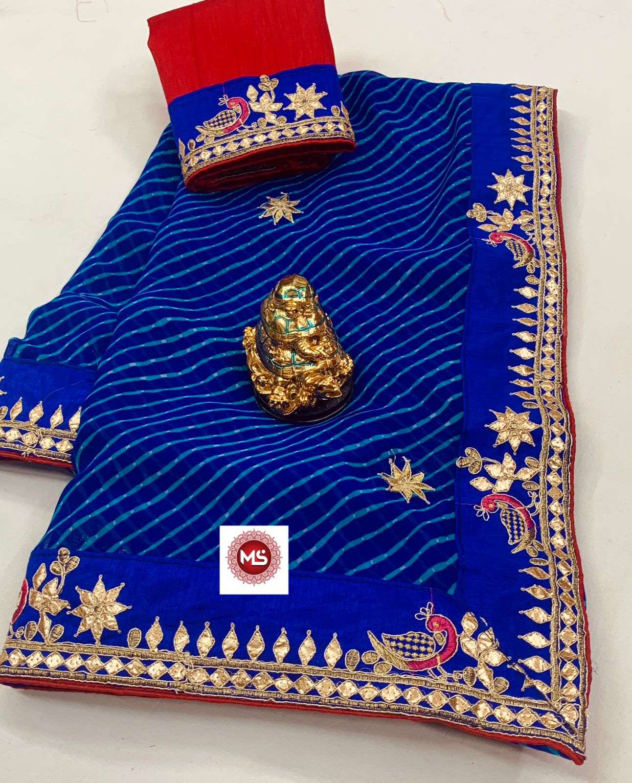 ms brand designer georgette leheriya embroidery saree