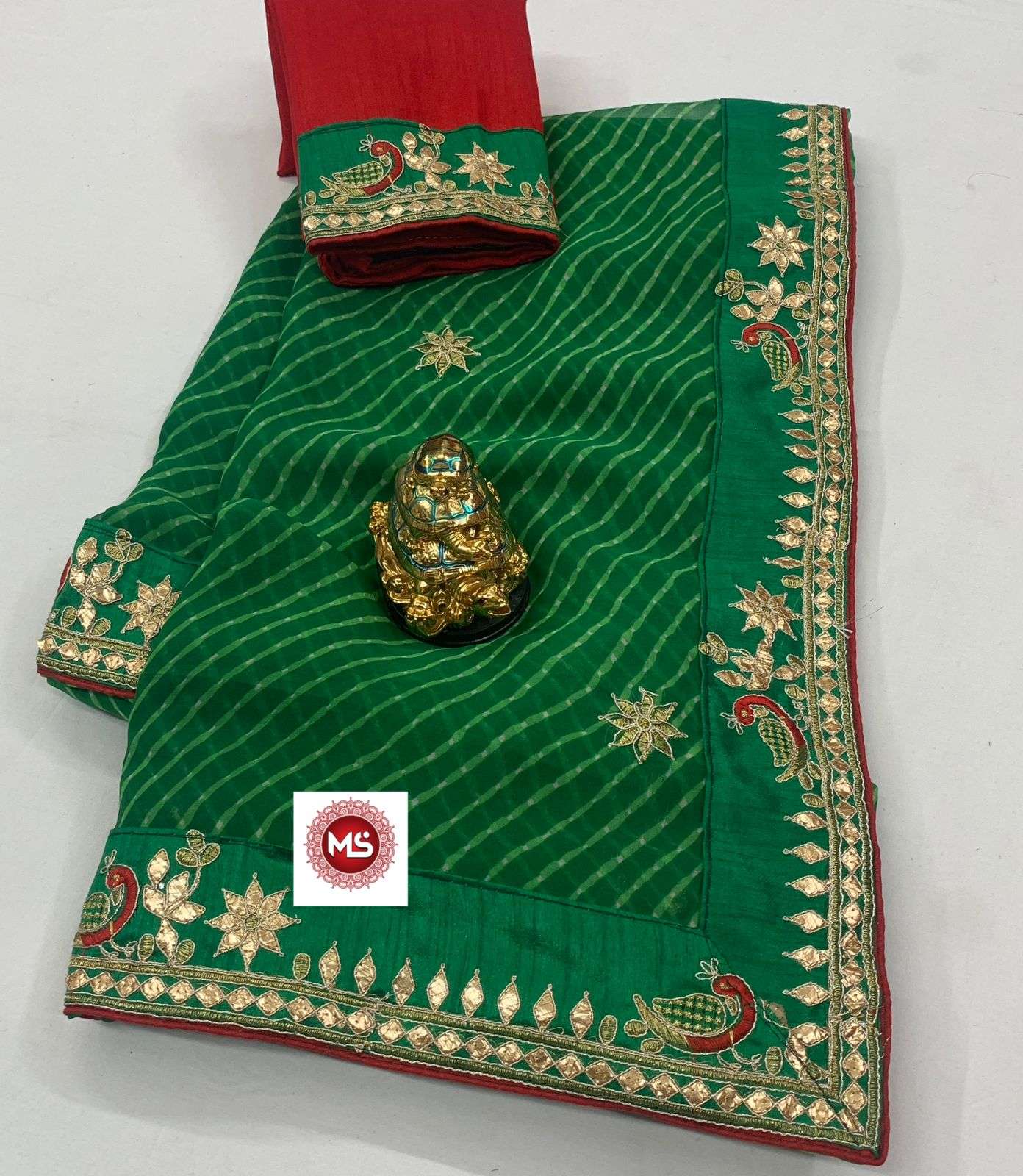 ms brand designer georgette leheriya embroidery saree