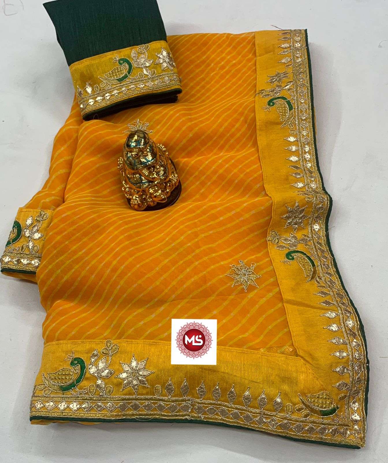 ms brand designer georgette leheriya embroidery saree
