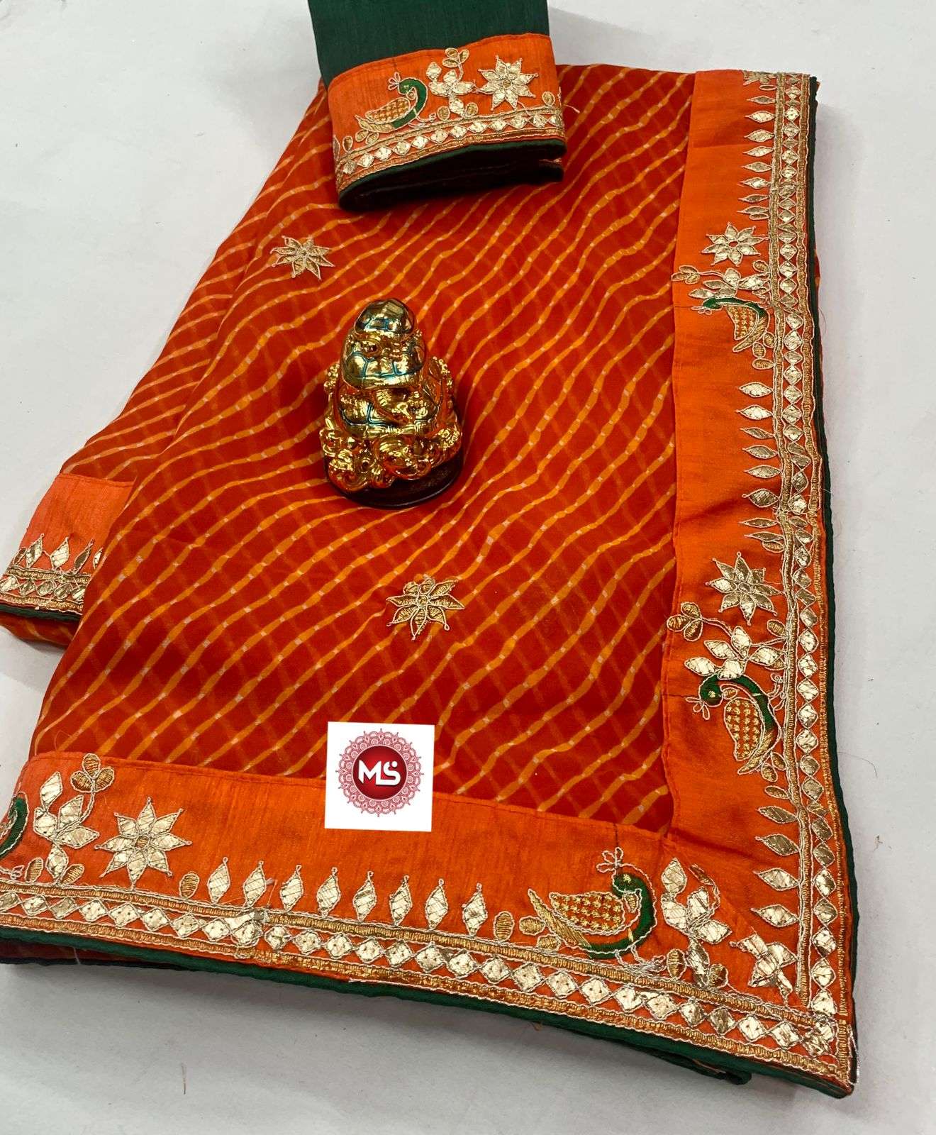 ms brand designer georgette leheriya embroidery saree