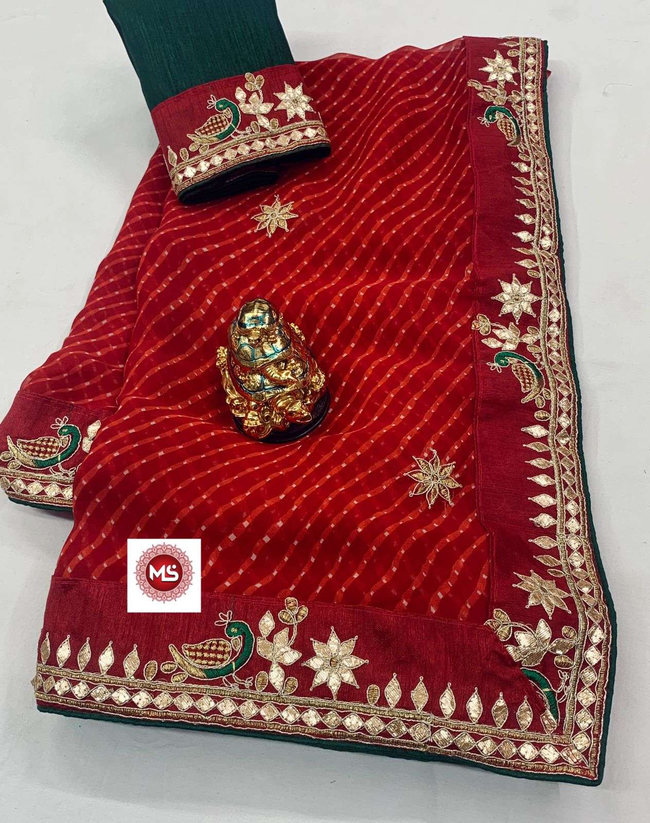 ms brand designer georgette leheriya embroidery saree