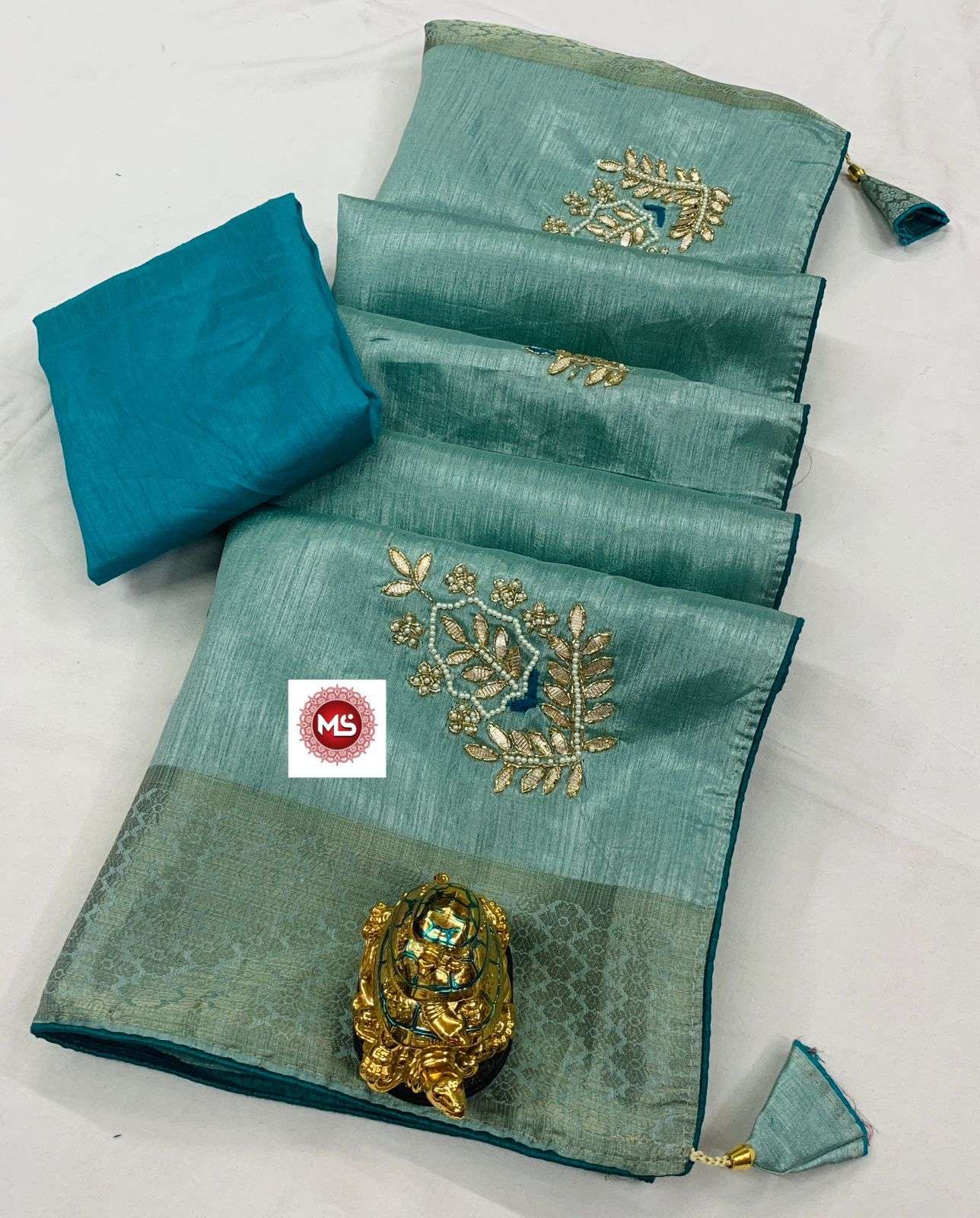 Ms brand designer hand khatli work saree 
