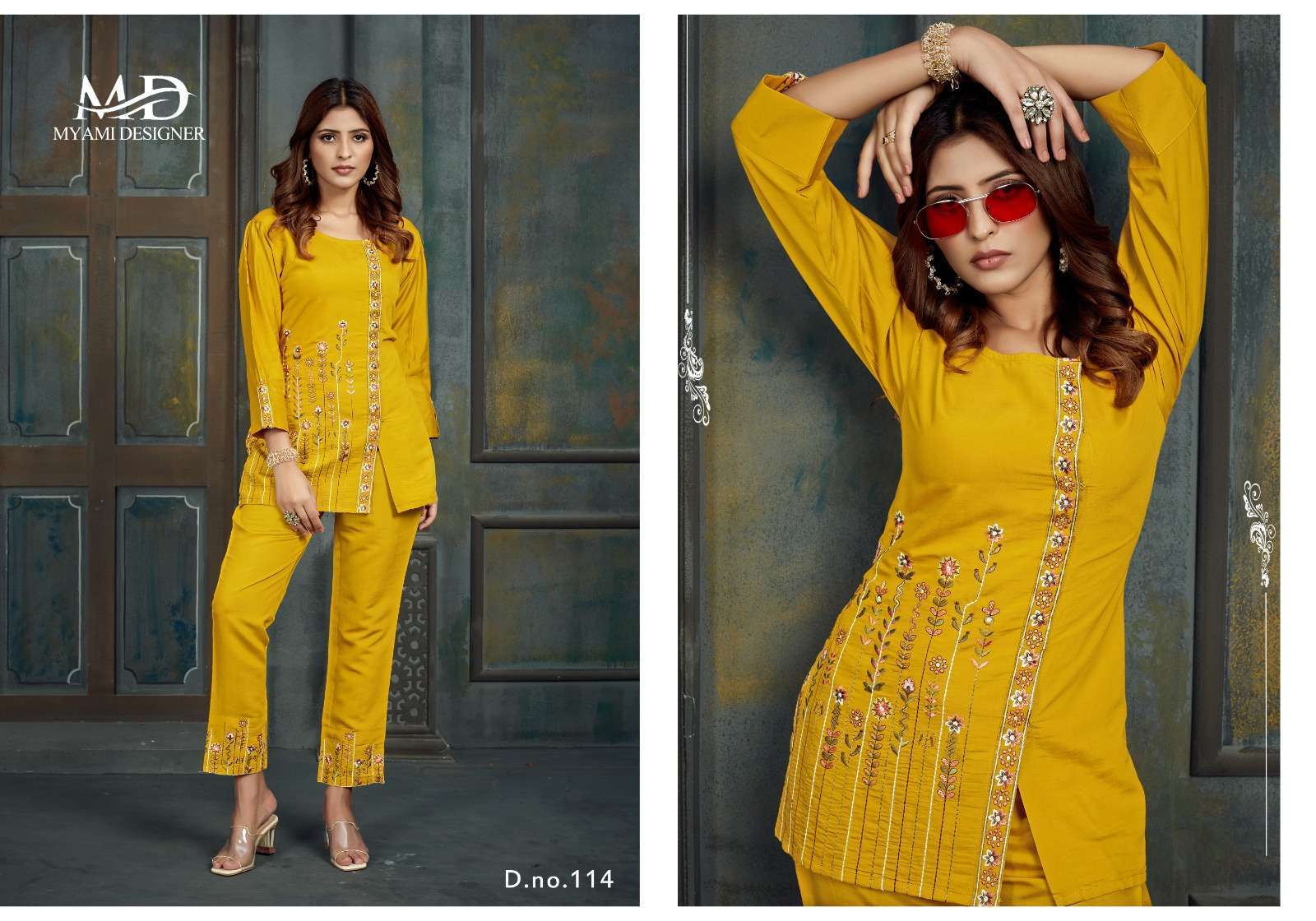 myami cord sets vol 2 series 111-116 pv viskos with embroidery work kurti