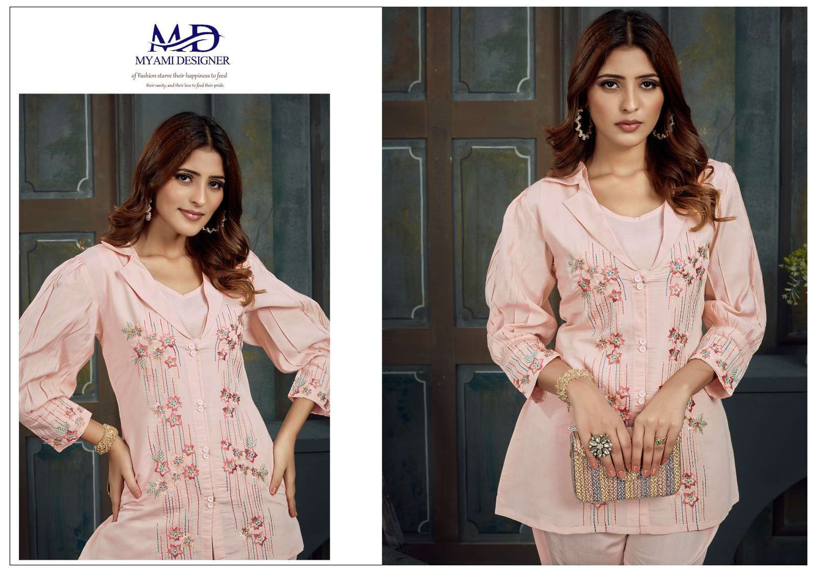 myami cord sets vol 2 series 111-116 pv viskos with embroidery work kurti