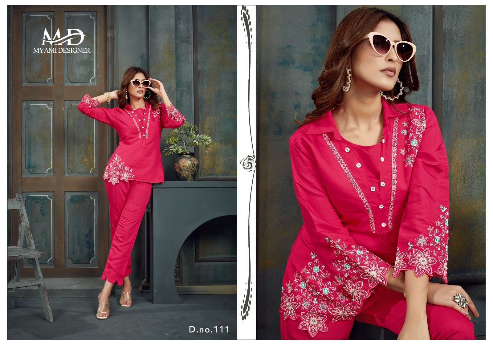 myami cord sets vol 2 series 111-116 pv viskos with embroidery work kurti