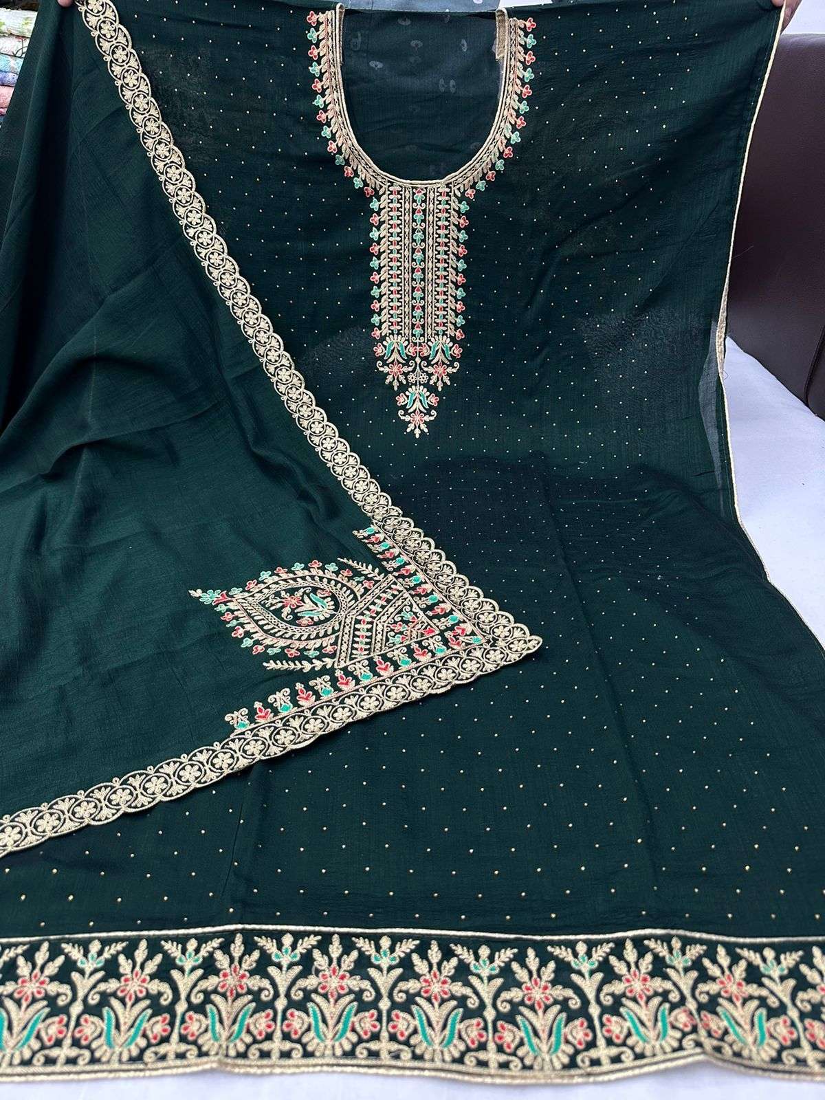 pr corner point fancy amazing work designer vichitra silk unstitch salwar kameez