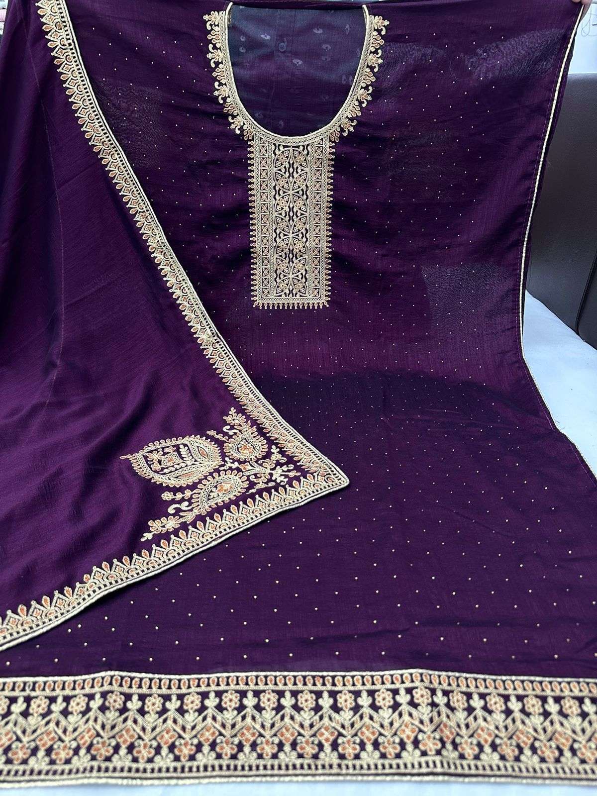 pr corner point fancy amazing work designer vichitra silk unstitch salwar kameez