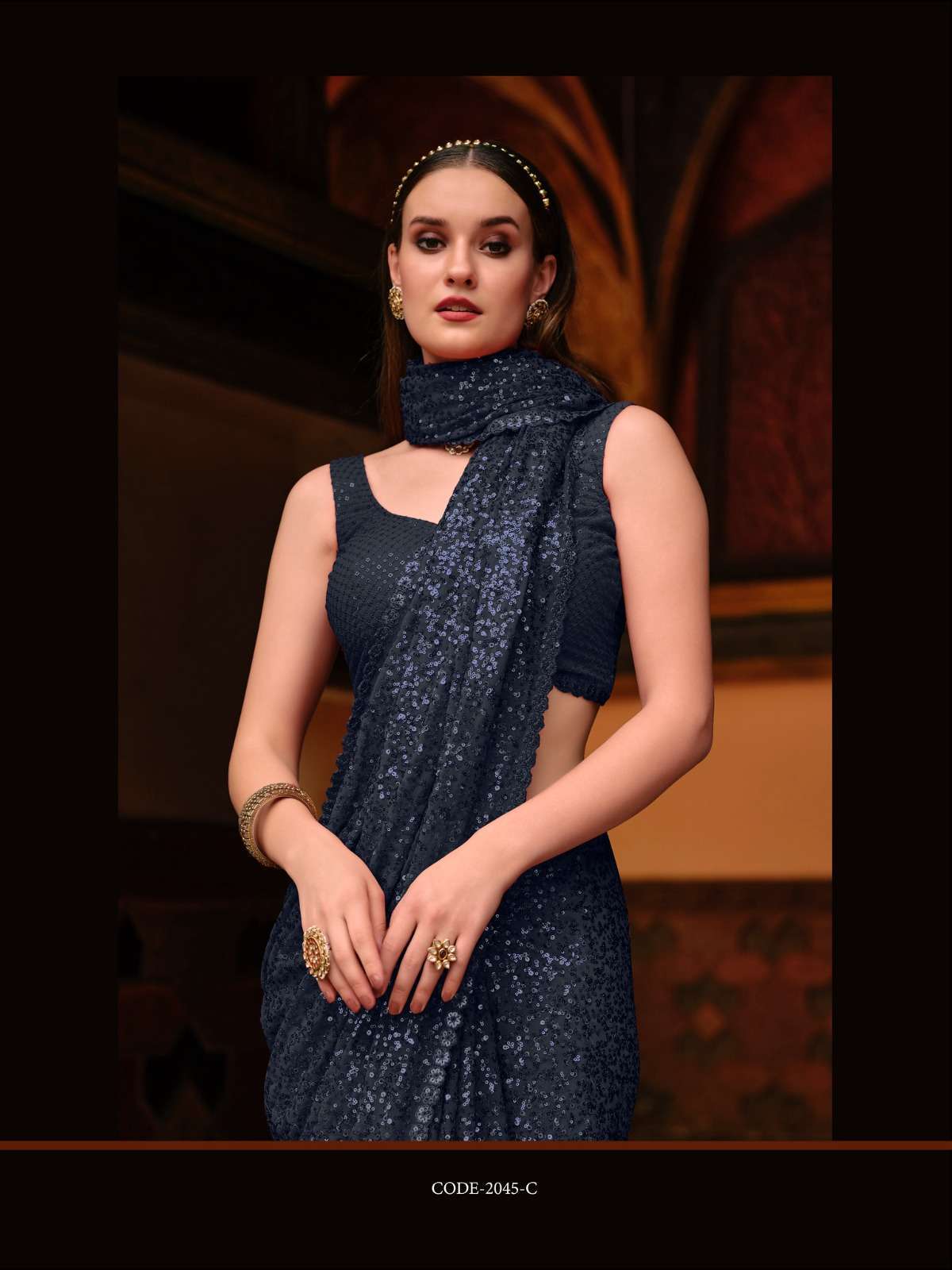 senhora emerald vol 34 Georgette With Thread & Dual Sequence Work saree