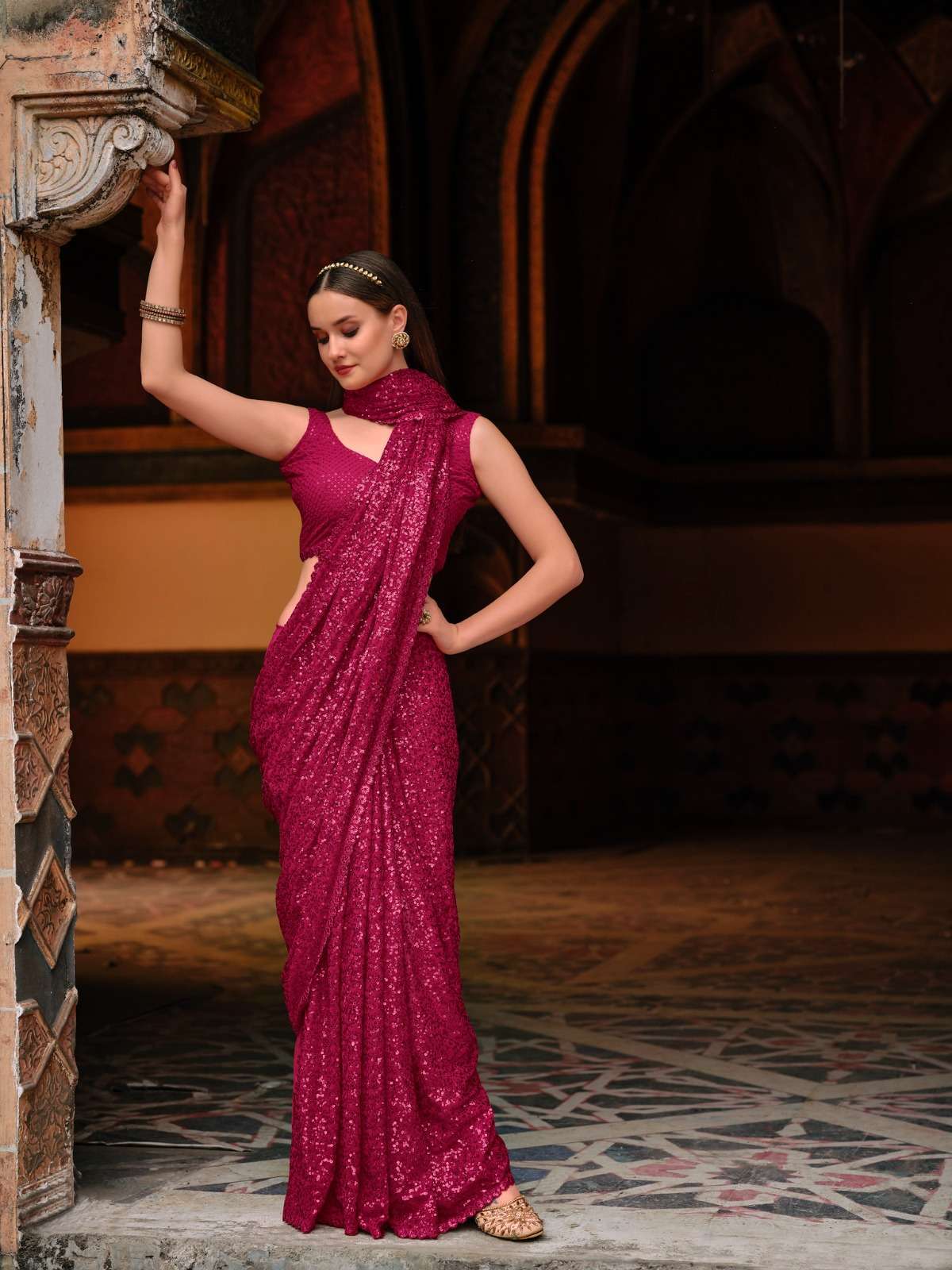 senhora emerald vol 34 Georgette With Thread & Dual Sequence Work saree