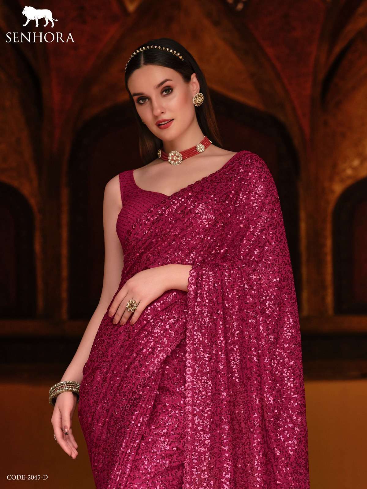 senhora emerald vol 34 Georgette With Thread & Dual Sequence Work saree