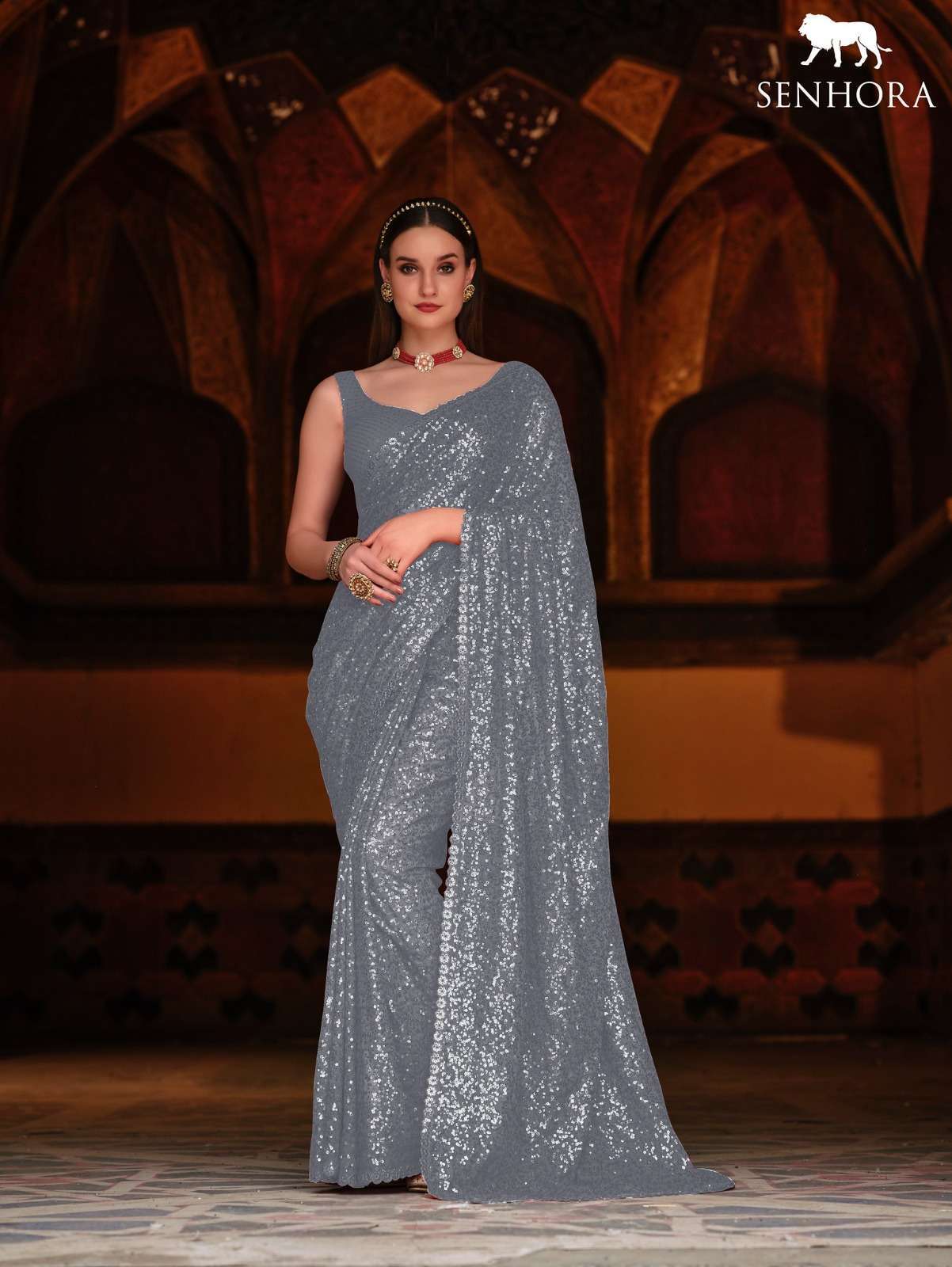 senhora emerald vol 34 Georgette With Thread & Dual Sequence Work saree