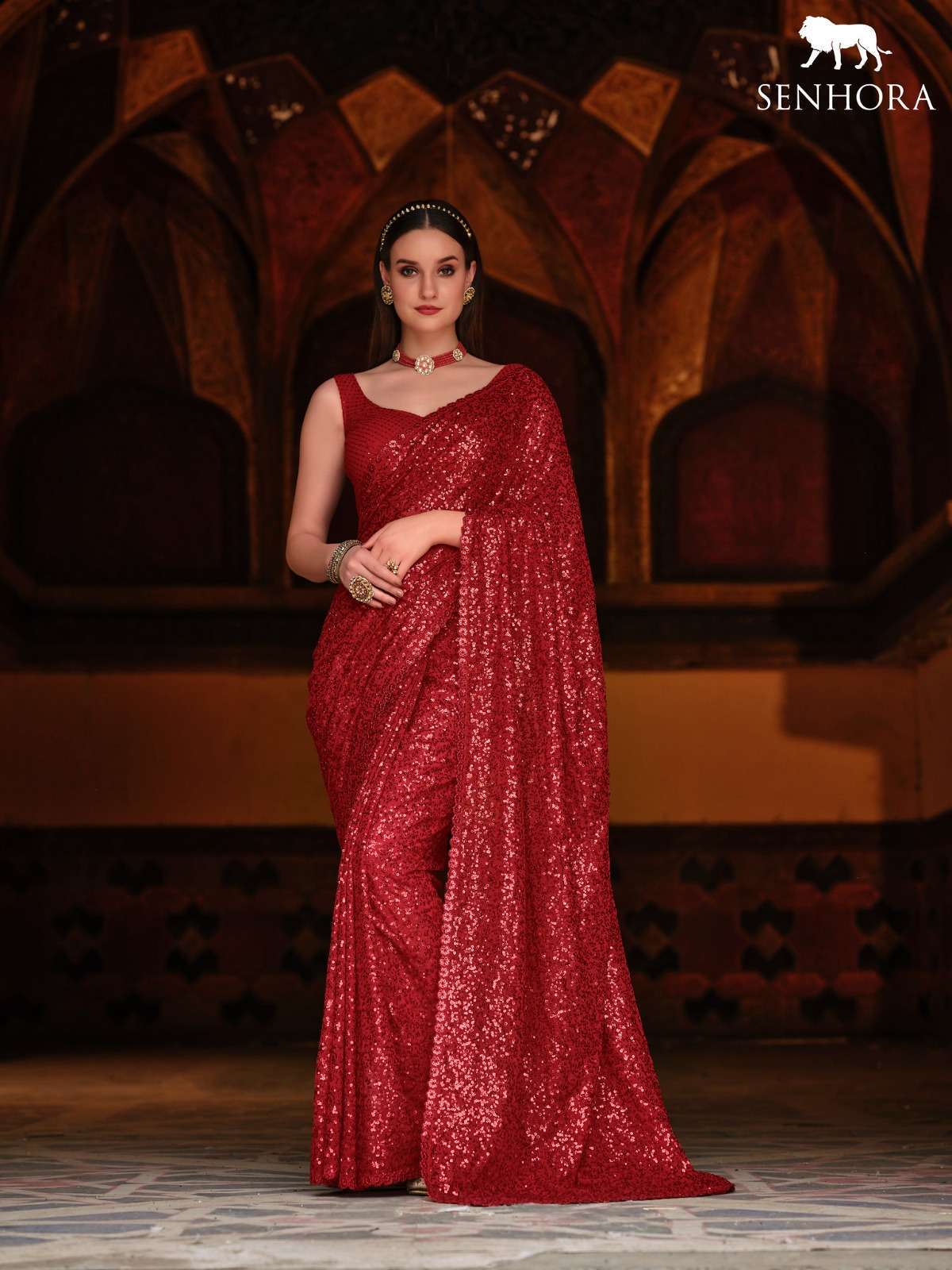 senhora emerald vol 34 Georgette With Thread & Dual Sequence Work saree