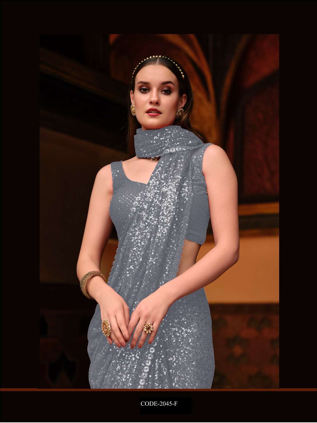 senhora emerald vol 34 Georgette With Thread & Dual Sequence Work saree