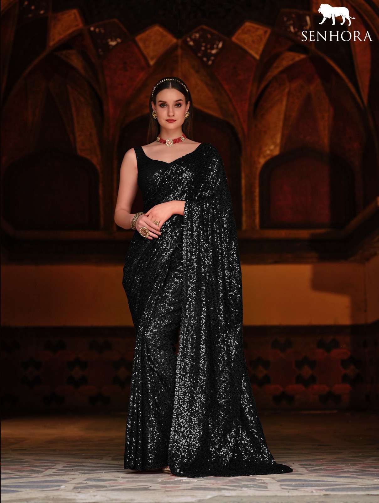 senhora emerald vol 34 Georgette With Thread & Dual Sequence Work saree