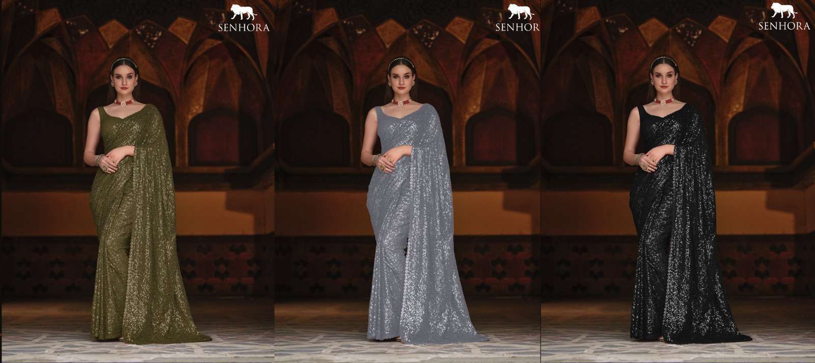 senhora emerald vol 34 Georgette With Thread & Dual Sequence Work saree