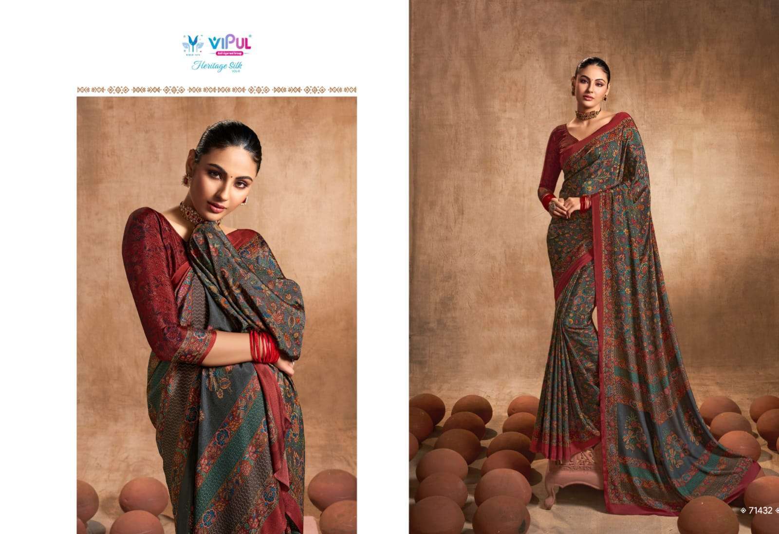 vipul heritage silk vol 8 series 71241-71441 crape silk saree