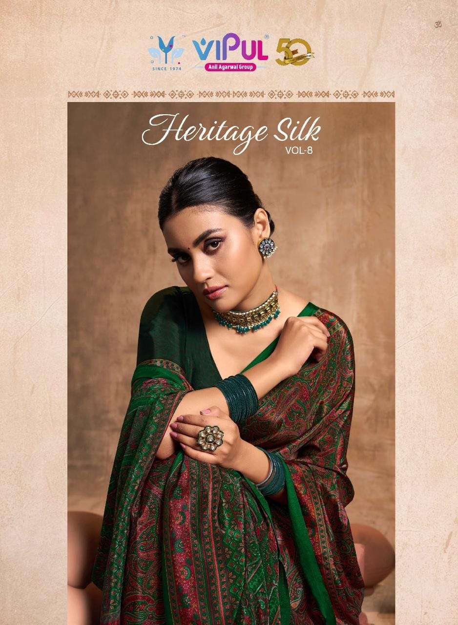 vipul heritage silk vol 8 series 71241-71441 crape silk saree