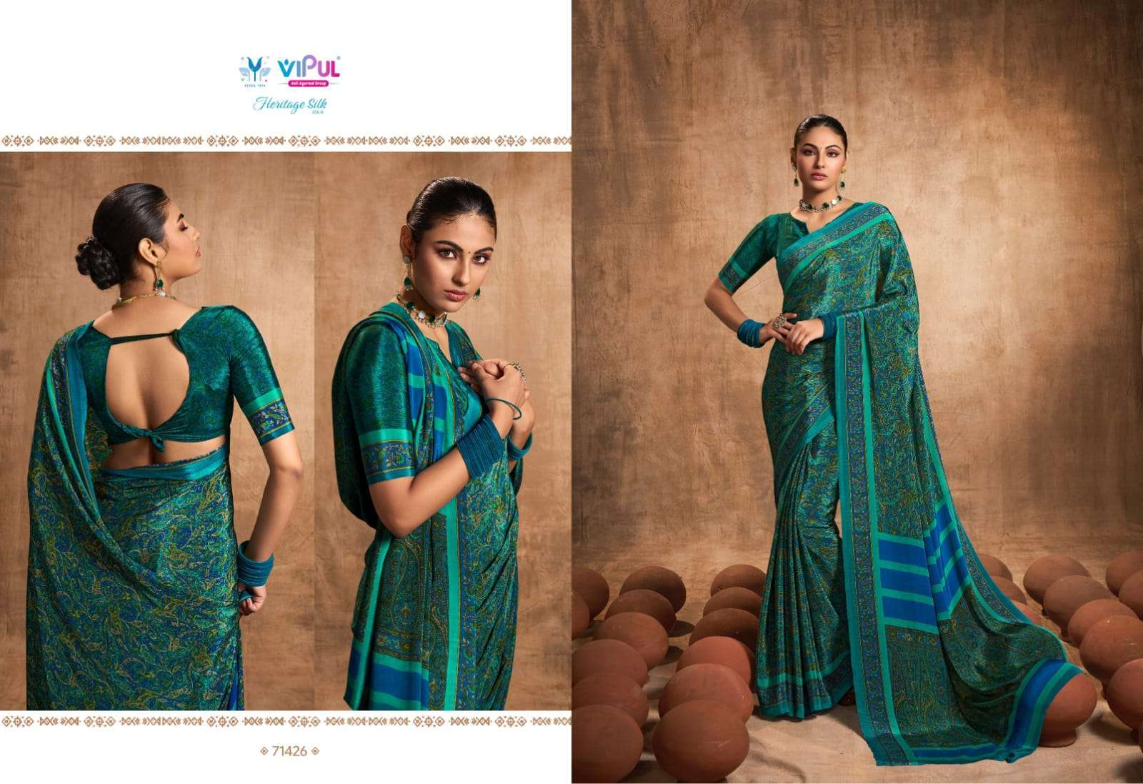 vipul heritage silk vol 8 series 71241-71441 crape silk saree