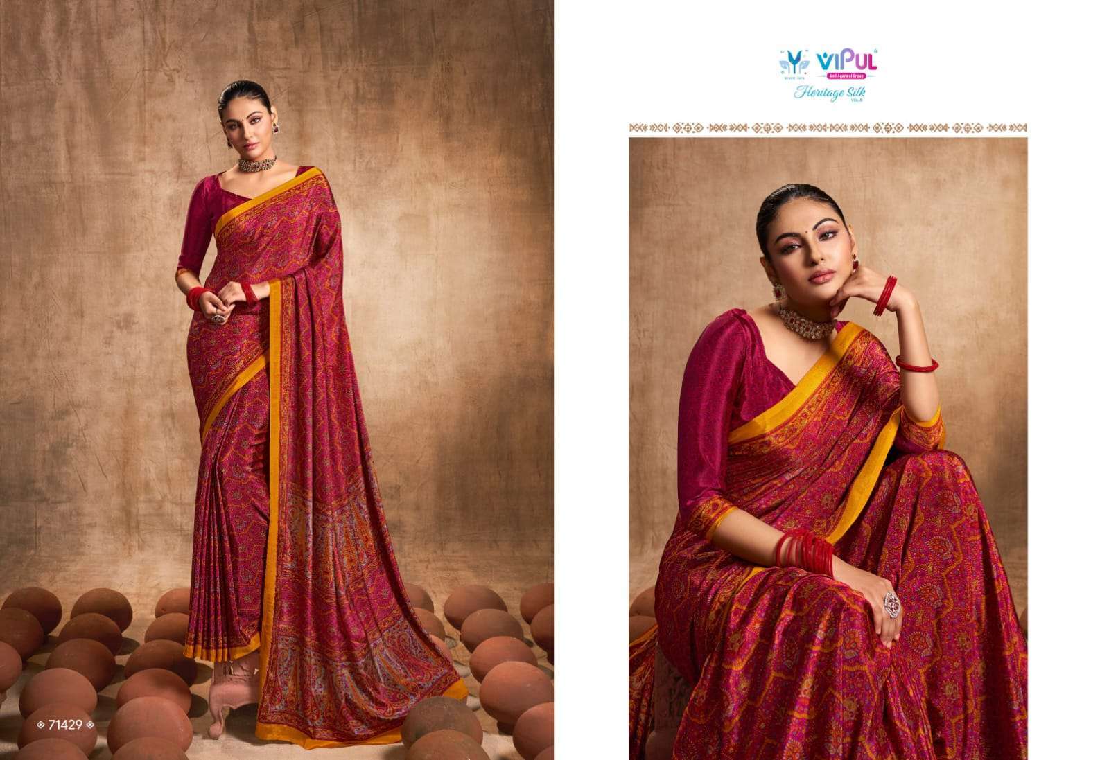 vipul heritage silk vol 8 series 71241-71441 crape silk saree