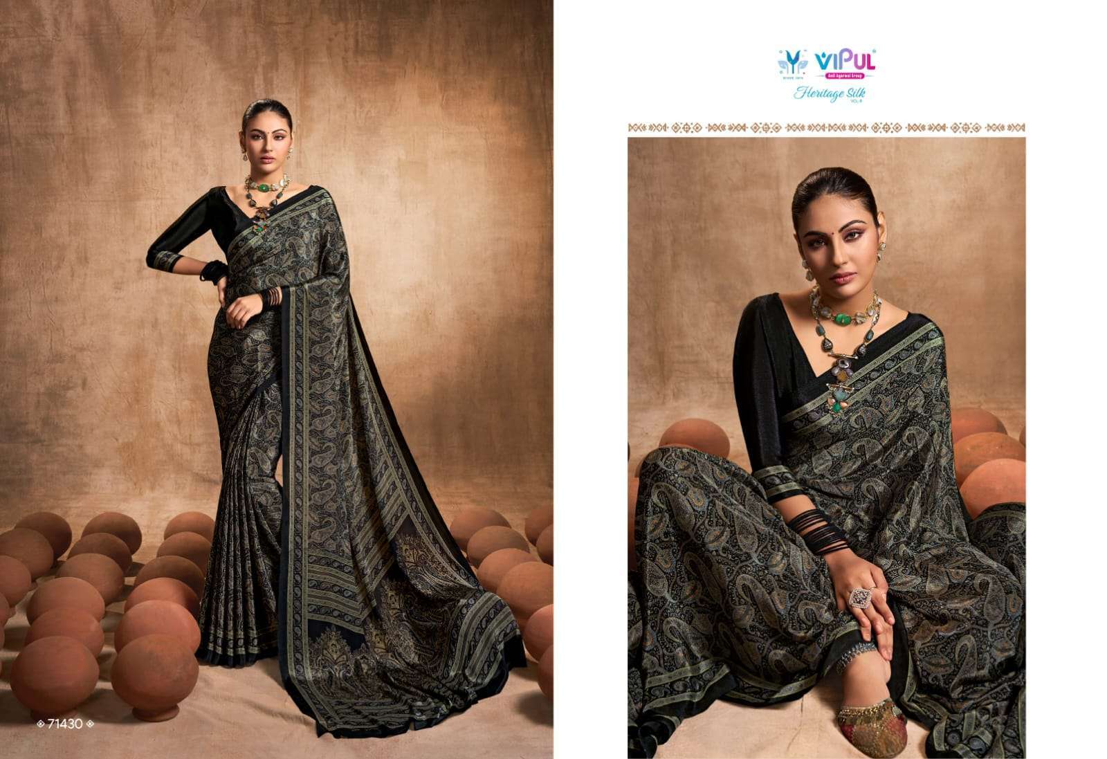 vipul heritage silk vol 8 series 71241-71441 crape silk saree