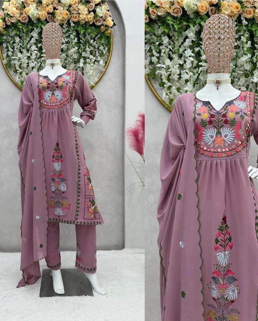 afsana kasida faux georgette embroidery real mirror work suit 