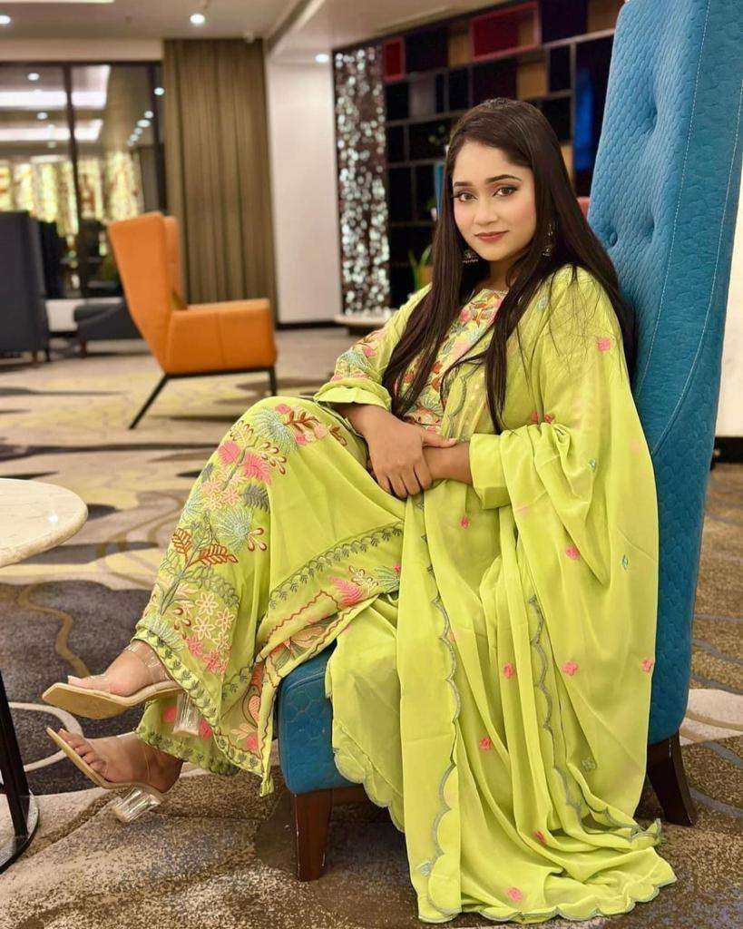 afsana kasida faux georgette embroidery real mirror work suit 
