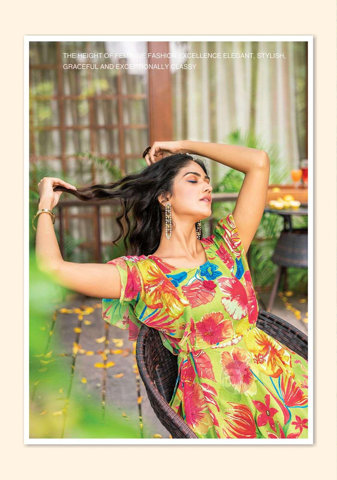 CORAL DESIGNER PRINTED VISCOSE PREMIUM GOWN