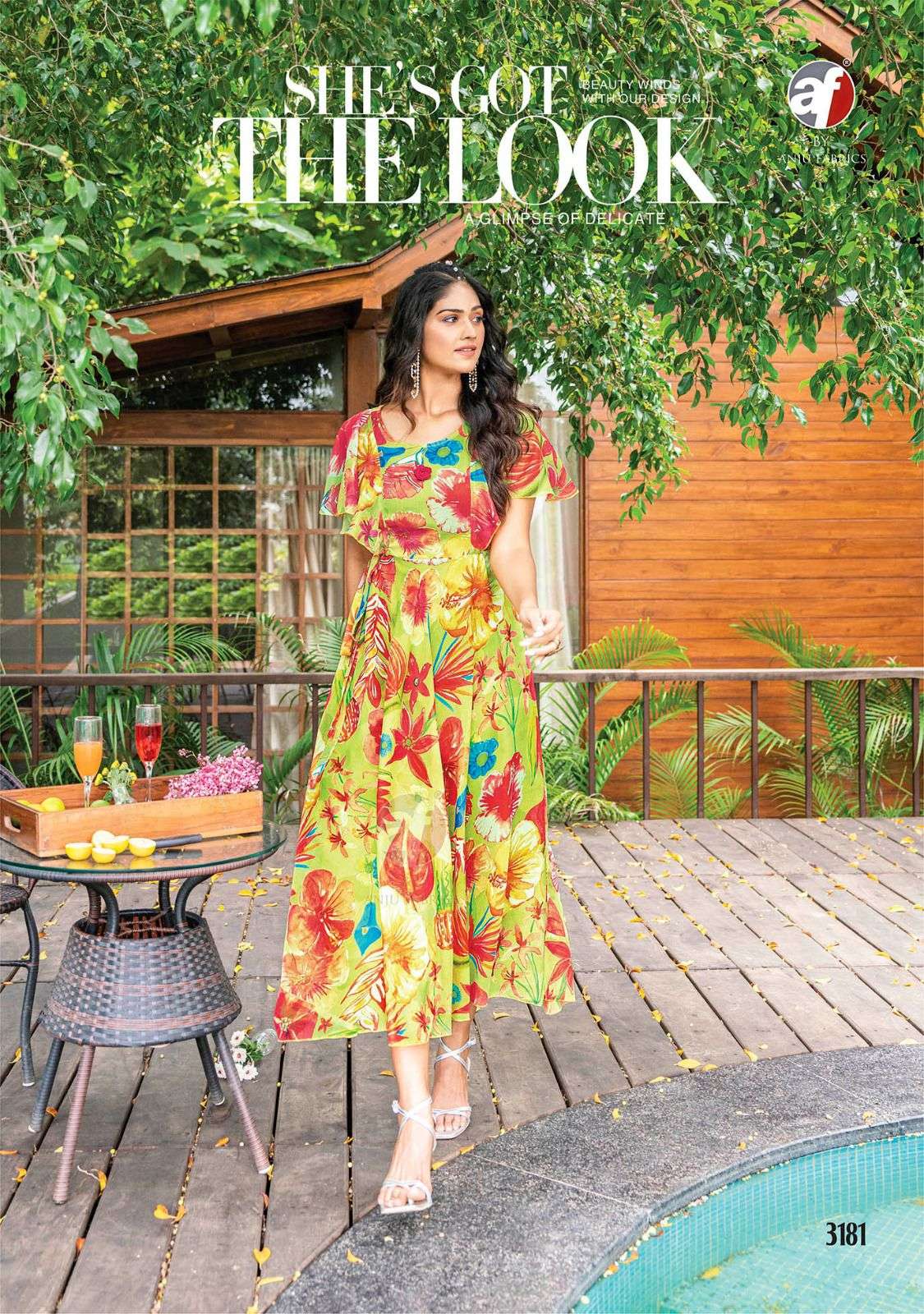 CORAL DESIGNER PRINTED VISCOSE PREMIUM GOWN